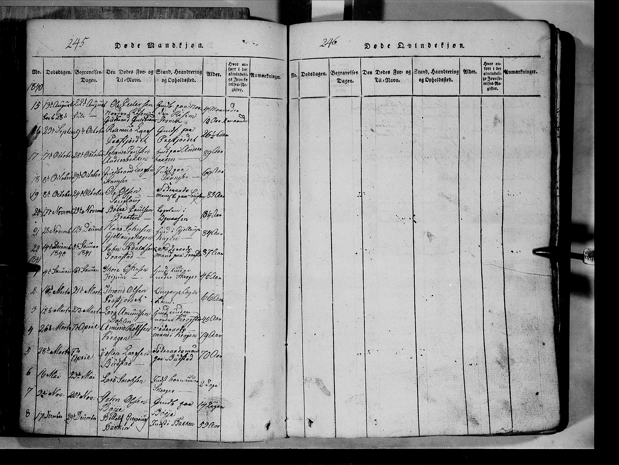 Lom prestekontor, SAH/PREST-070/L/L0003: Parish register (copy) no. 3, 1815-1844, p. 245-246