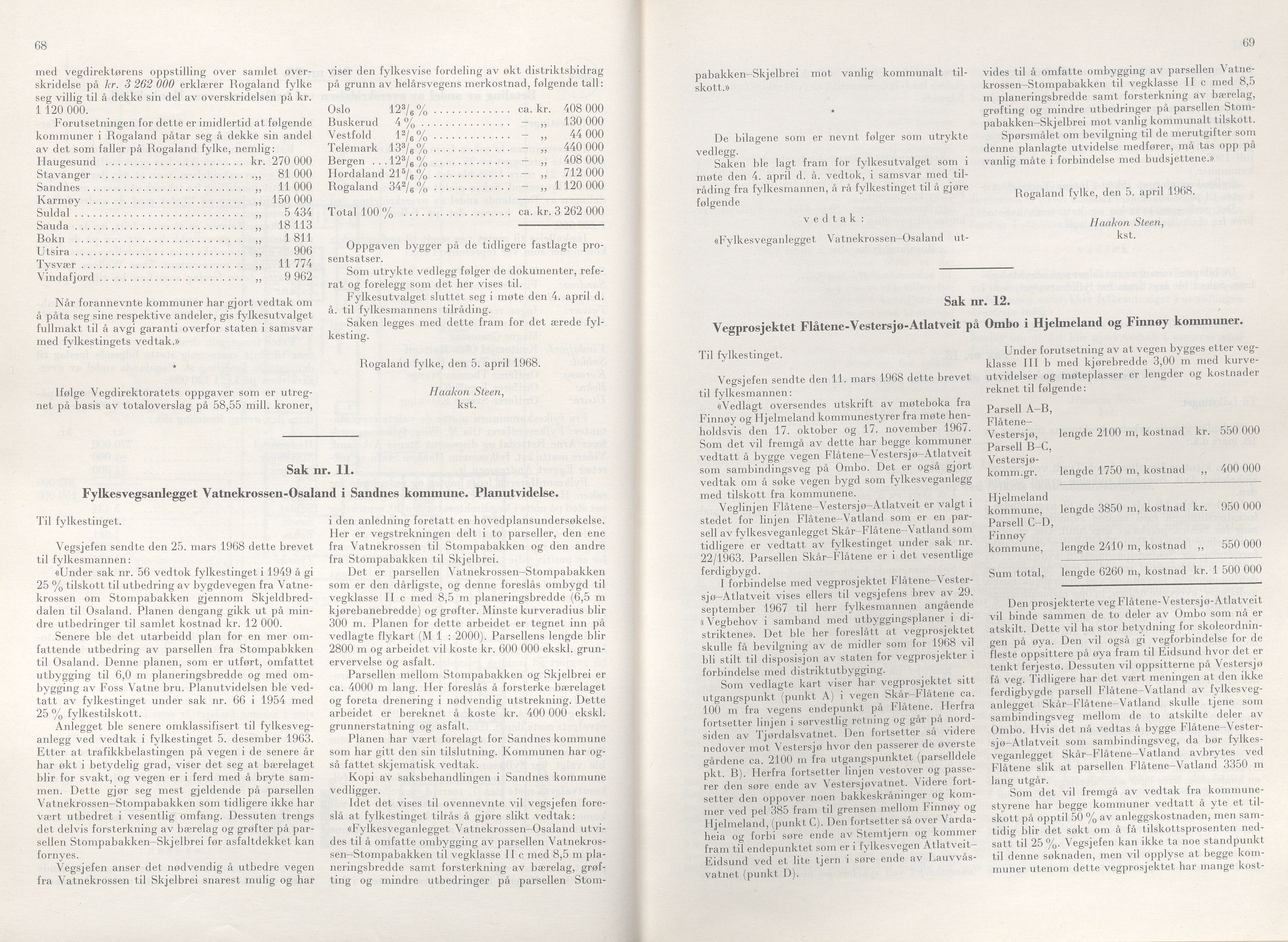 Rogaland fylkeskommune - Fylkesrådmannen , IKAR/A-900/A/Aa/Aaa/L0088: Møtebok , 1968, p. 68-69