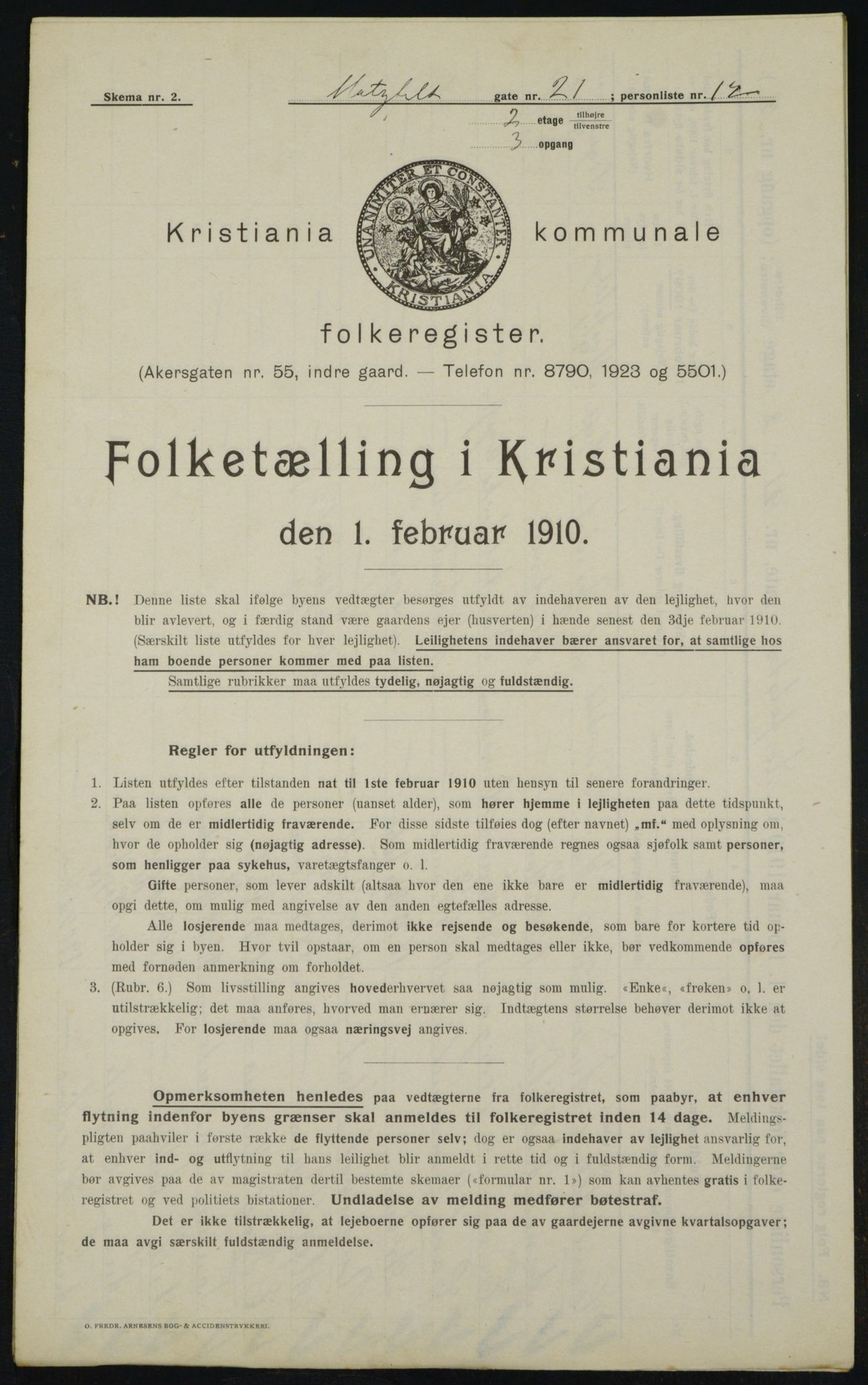 OBA, Municipal Census 1910 for Kristiania, 1910, p. 64138