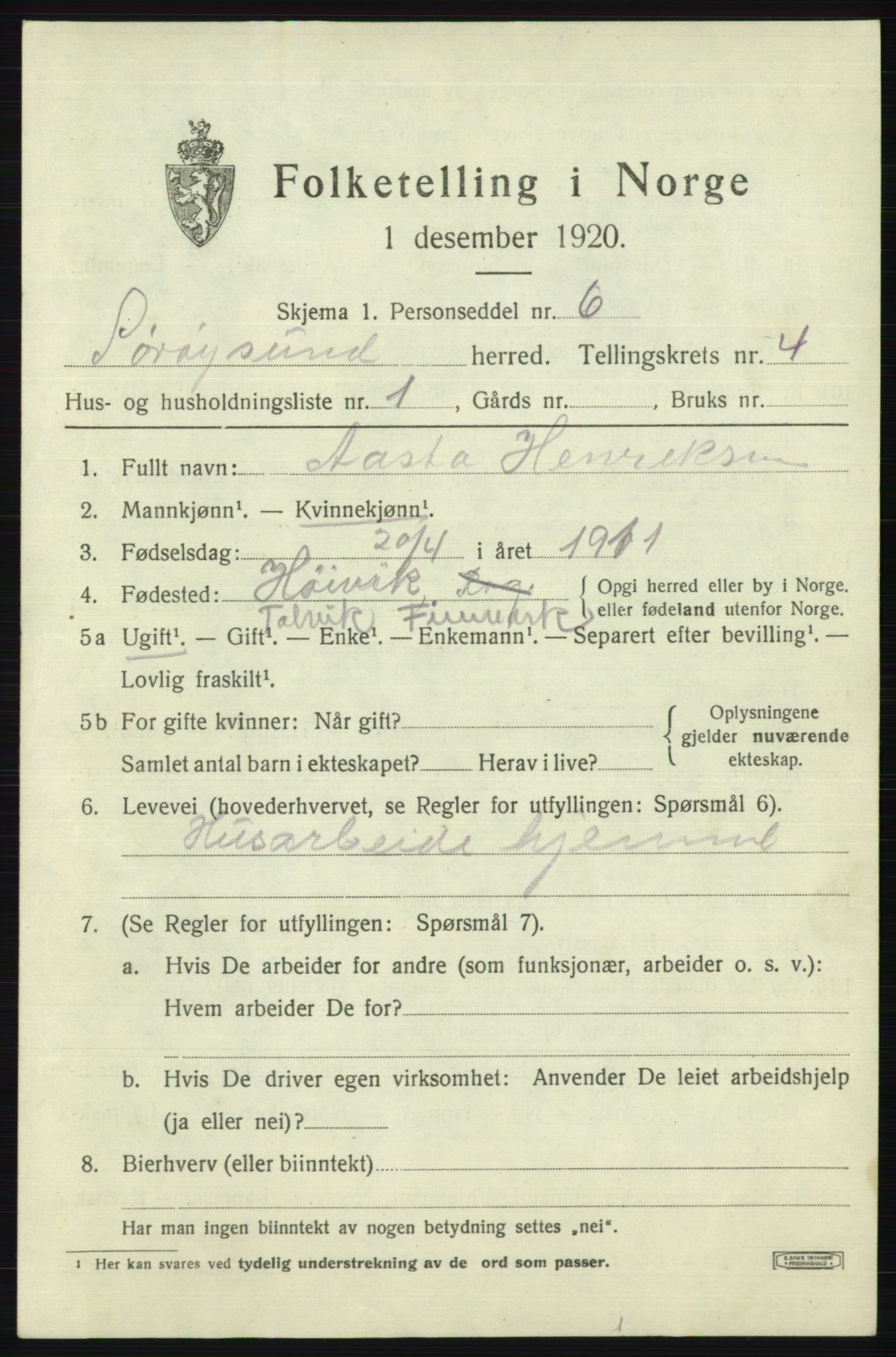 SATØ, 1920 census for Sørøysund rural district, 1920, p. 1766