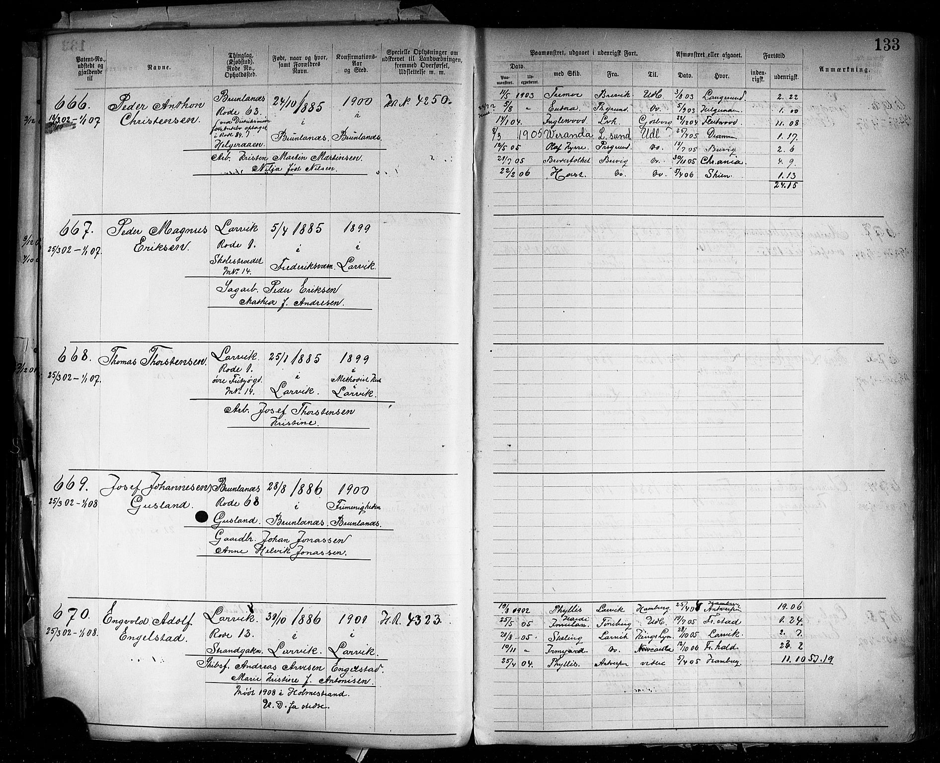 Larvik innrulleringskontor, SAKO/A-787/F/Fb/L0002: Annotasjonsrulle, 1897-1917, p. 136