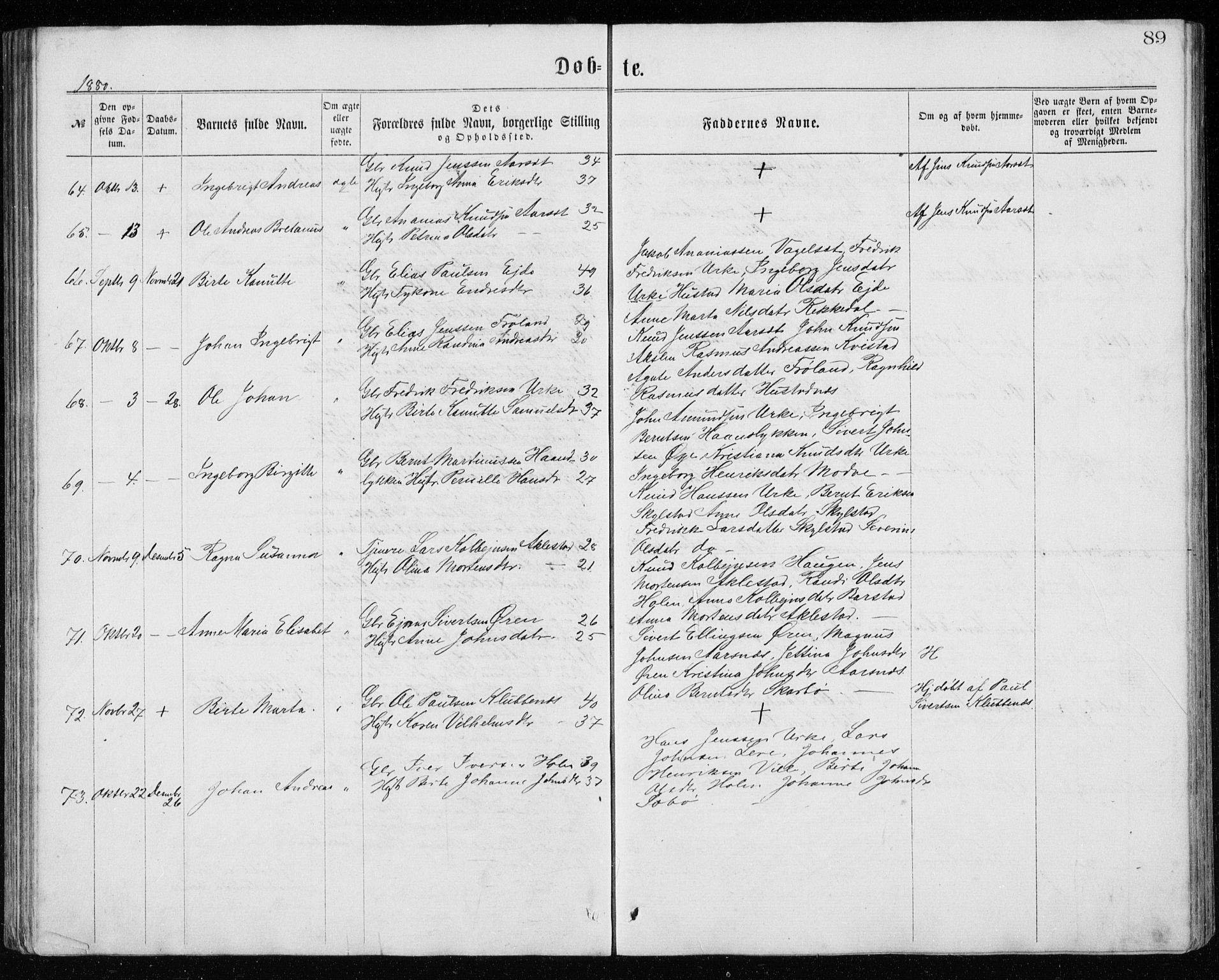 Ministerialprotokoller, klokkerbøker og fødselsregistre - Møre og Romsdal, AV/SAT-A-1454/515/L0214: Parish register (copy) no. 515C01, 1865-1883, p. 89