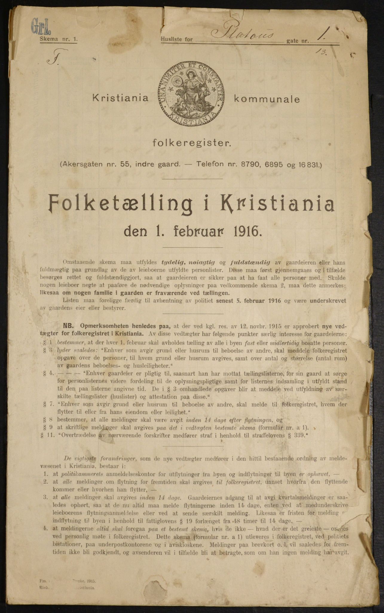 OBA, Municipal Census 1916 for Kristiania, 1916, p. 82106