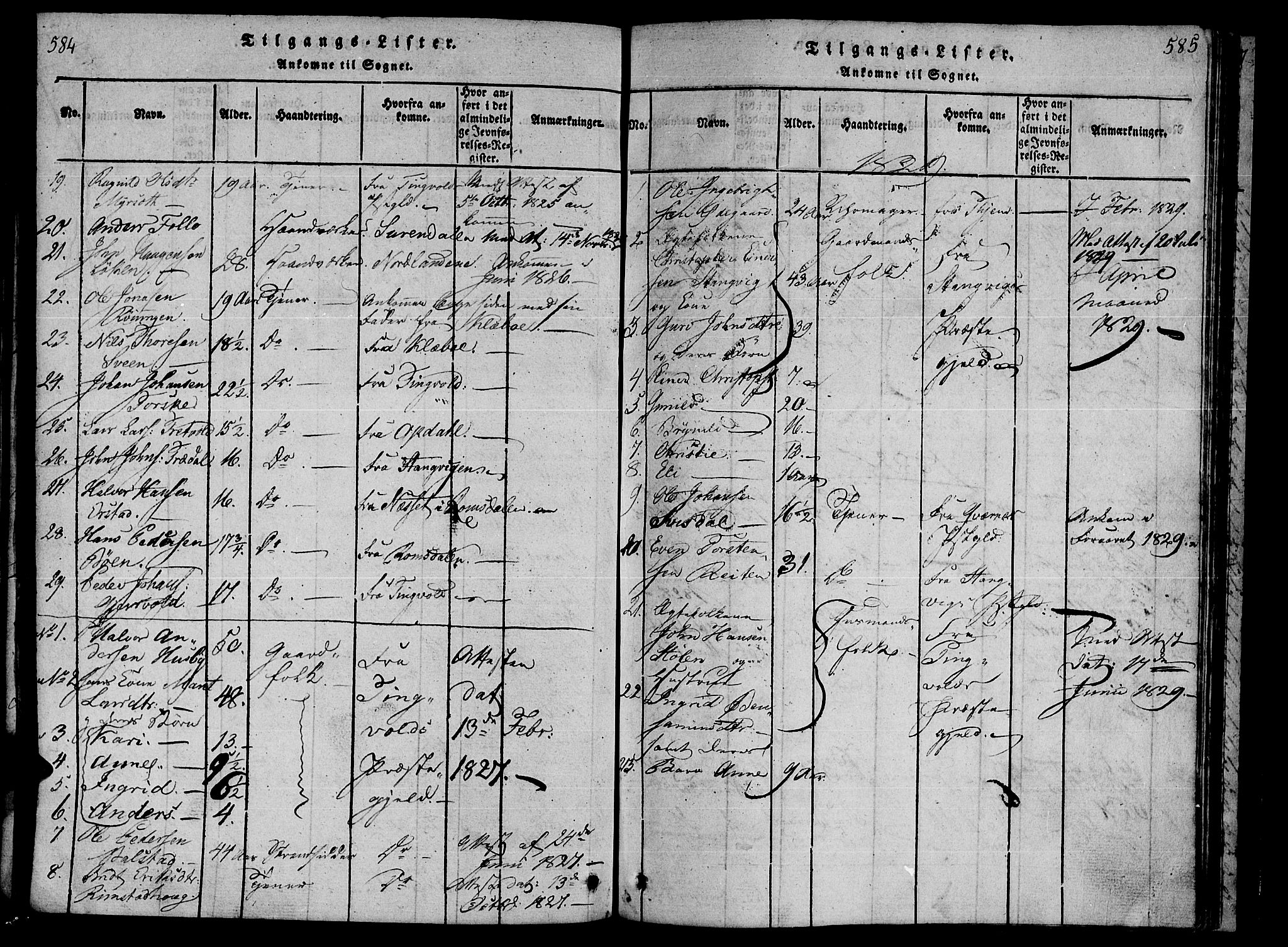 Ministerialprotokoller, klokkerbøker og fødselsregistre - Møre og Romsdal, SAT/A-1454/590/L1009: Parish register (official) no. 590A03 /1, 1819-1832, p. 584-585