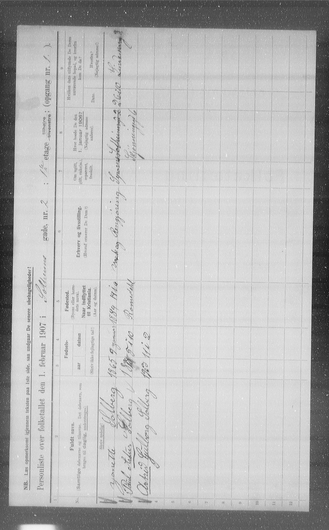 OBA, Municipal Census 1907 for Kristiania, 1907, p. 50843