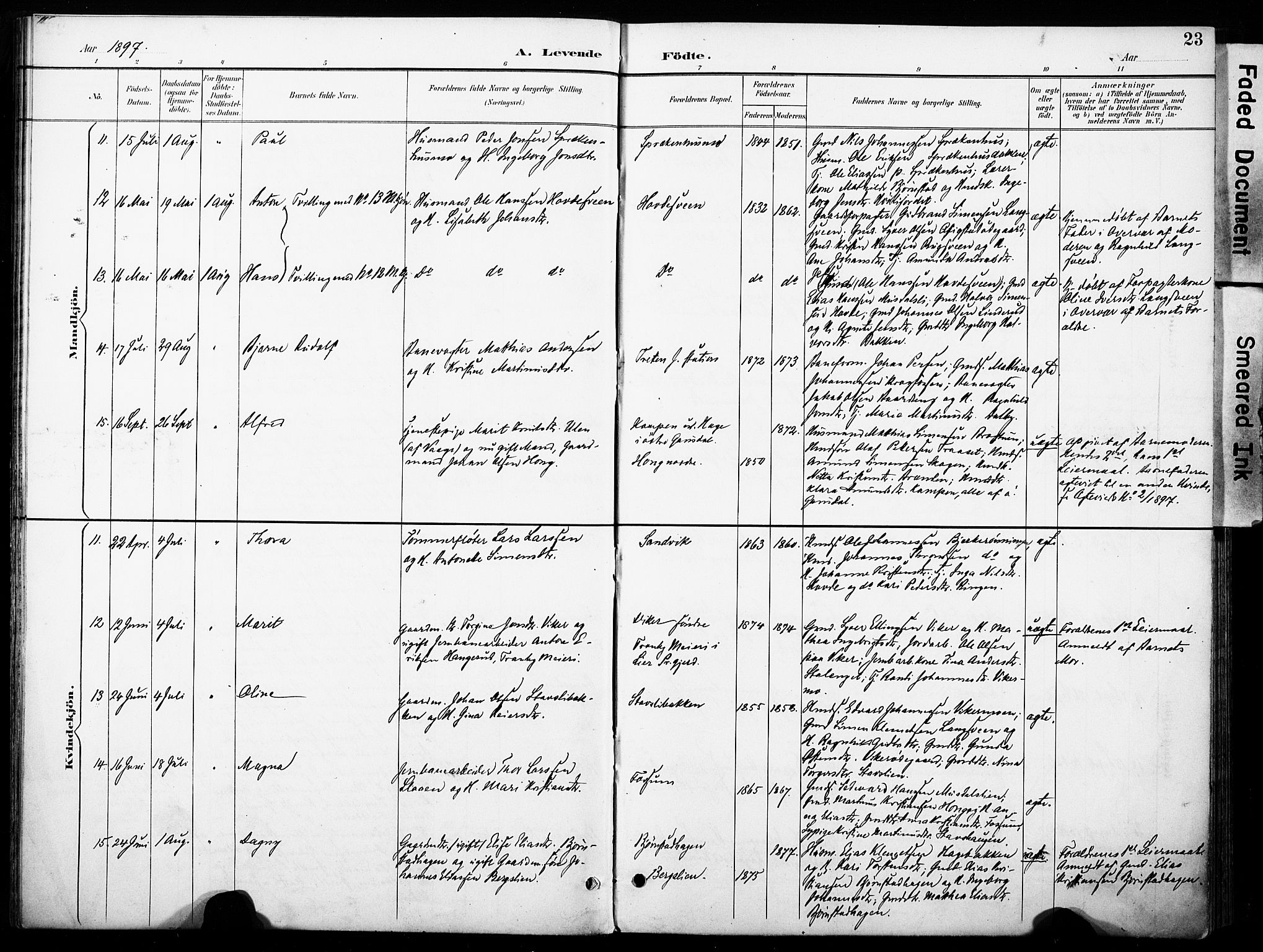 Øyer prestekontor, AV/SAH-PREST-084/H/Ha/Haa/L0011: Parish register (official) no. 11, 1894-1905, p. 23