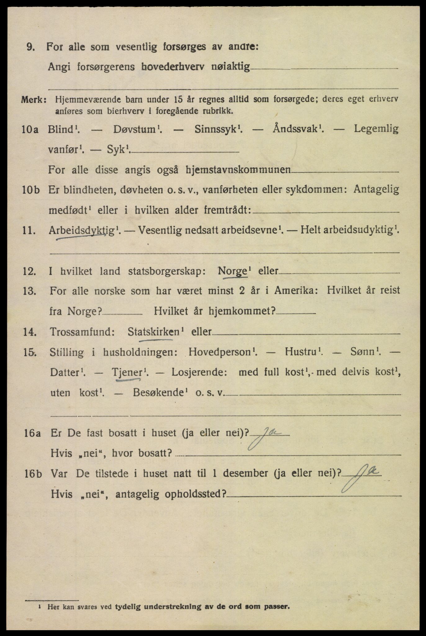 SAK, 1920 census for Gjerstad, 1920, p. 4856