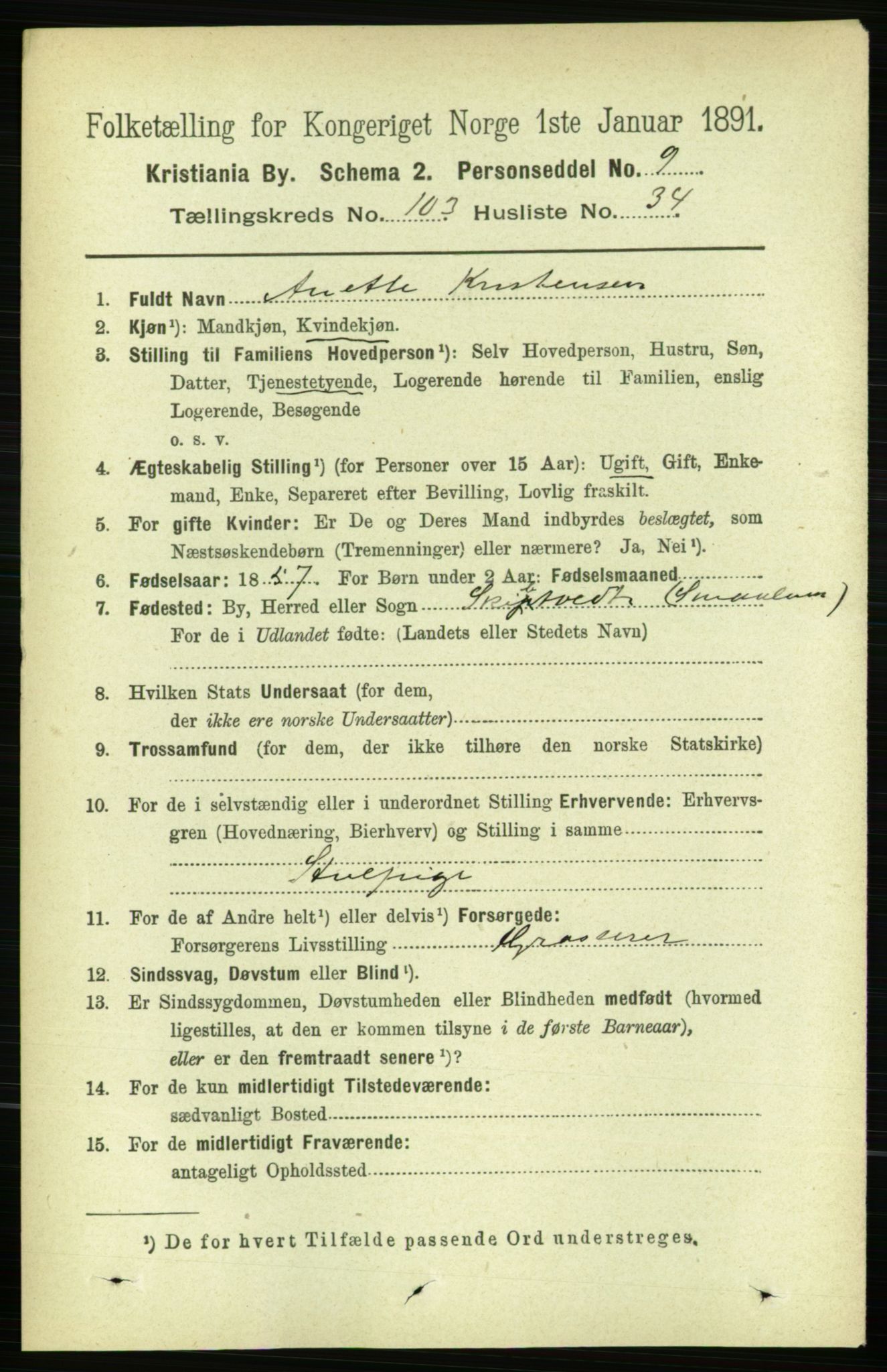 RA, 1891 census for 0301 Kristiania, 1891, p. 51835