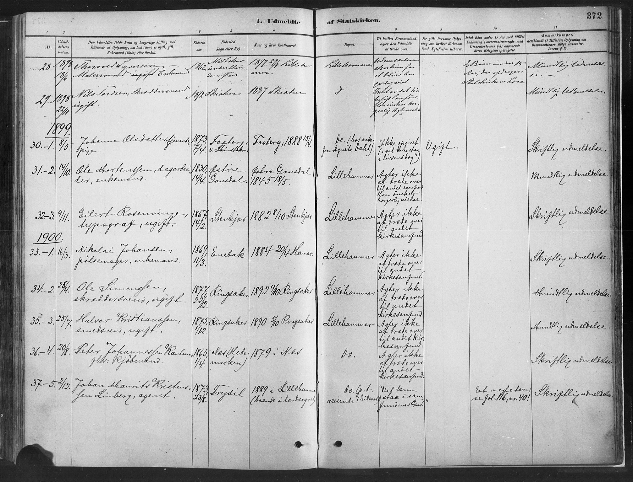 Fåberg prestekontor, SAH/PREST-086/H/Ha/Haa/L0010: Parish register (official) no. 10, 1879-1900, p. 372