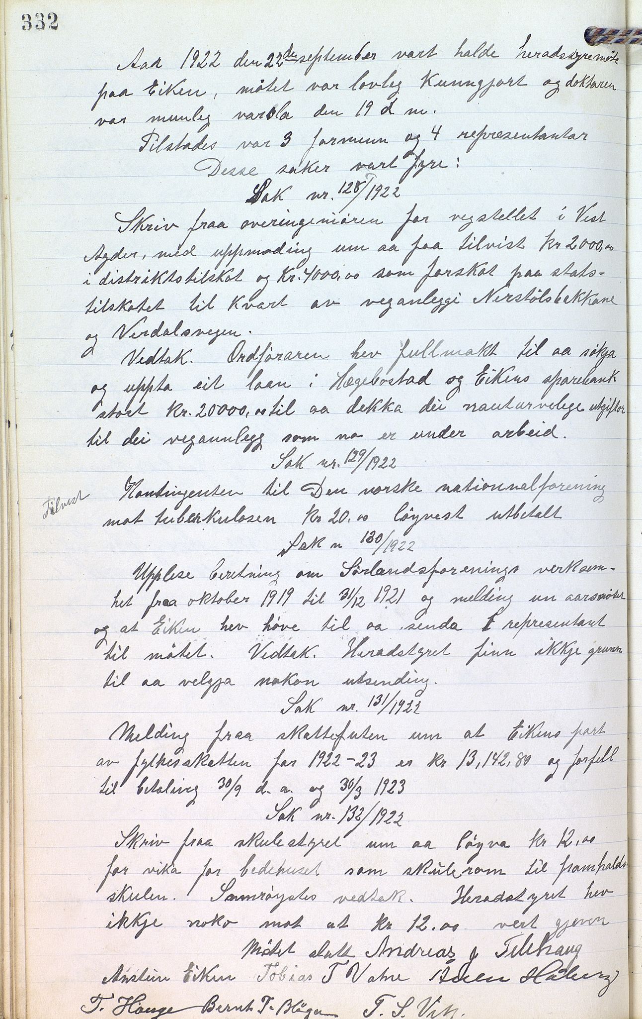 Eiken kommune - Formannskapet, ARKSOR/1034EI120/A/L0001: Møtebok, 1916-1925, p. 332