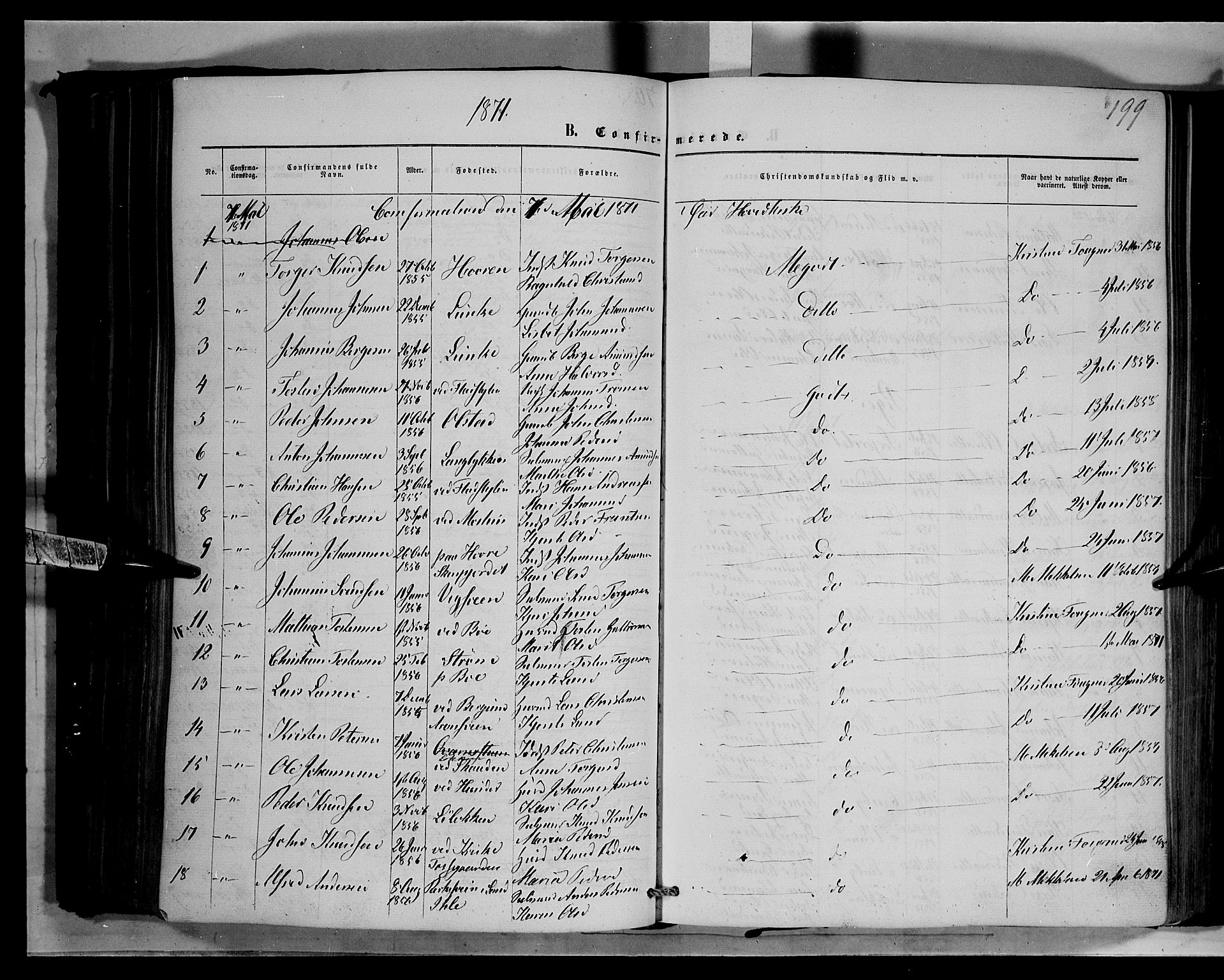 Øyer prestekontor, SAH/PREST-084/H/Ha/Haa/L0006: Parish register (official) no. 6, 1858-1874, p. 199