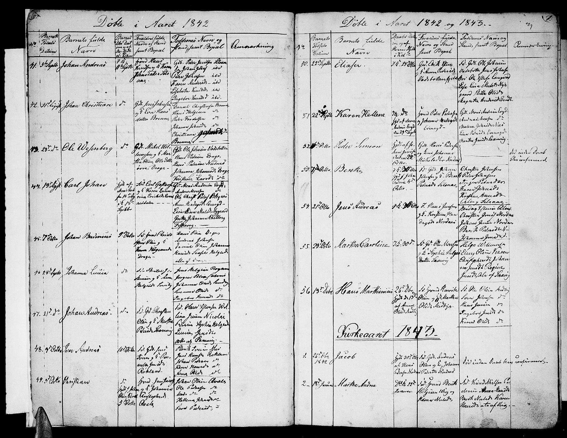Ministerialprotokoller, klokkerbøker og fødselsregistre - Nordland, SAT/A-1459/847/L0677: Parish register (copy) no. 847C05, 1842-1853, p. 6-7