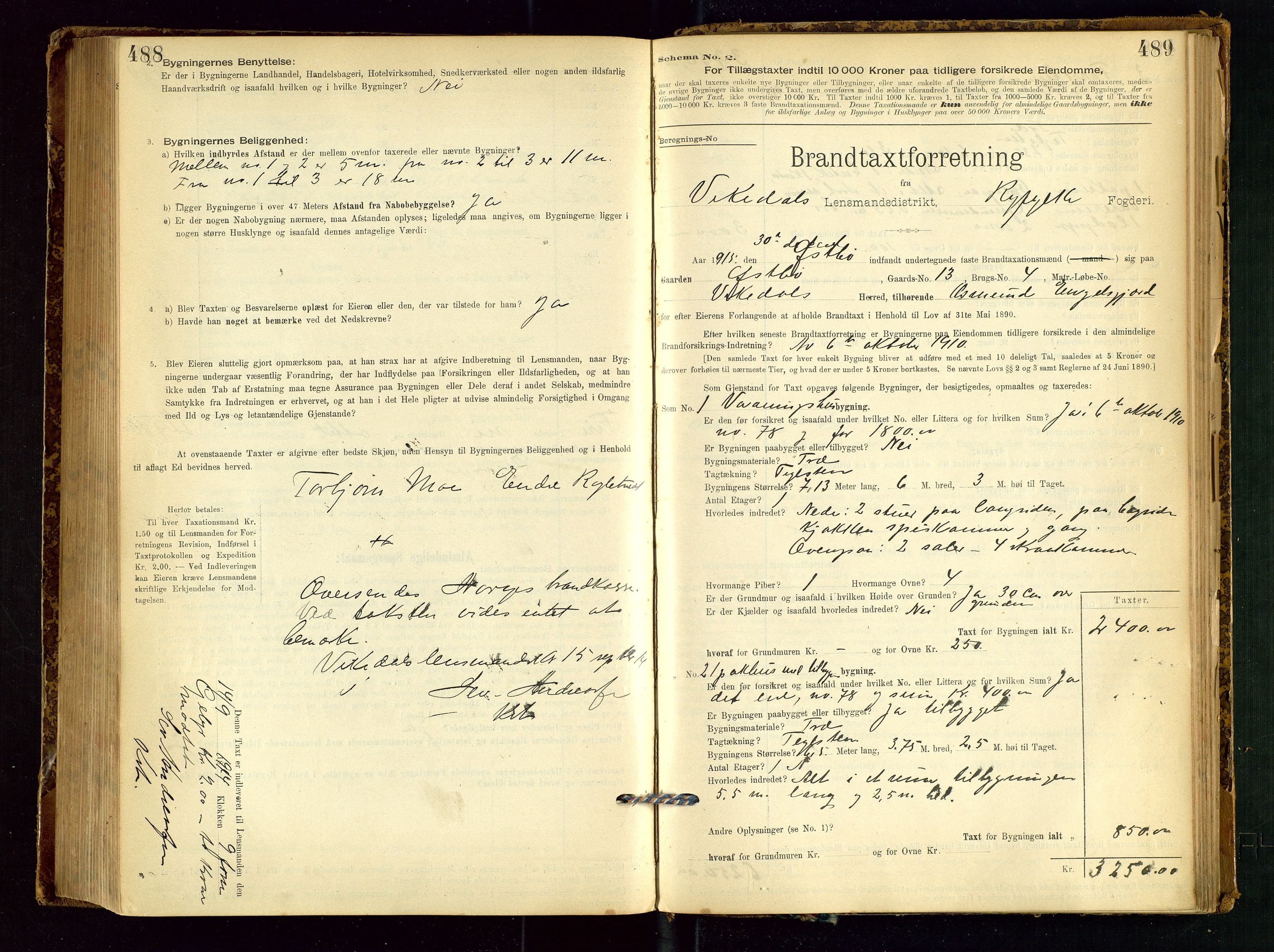 Vikedal lensmannskontor, AV/SAST-A-100179/Gob/L0004: Branntakstprotokoll, 1894-1952, p. 488-489