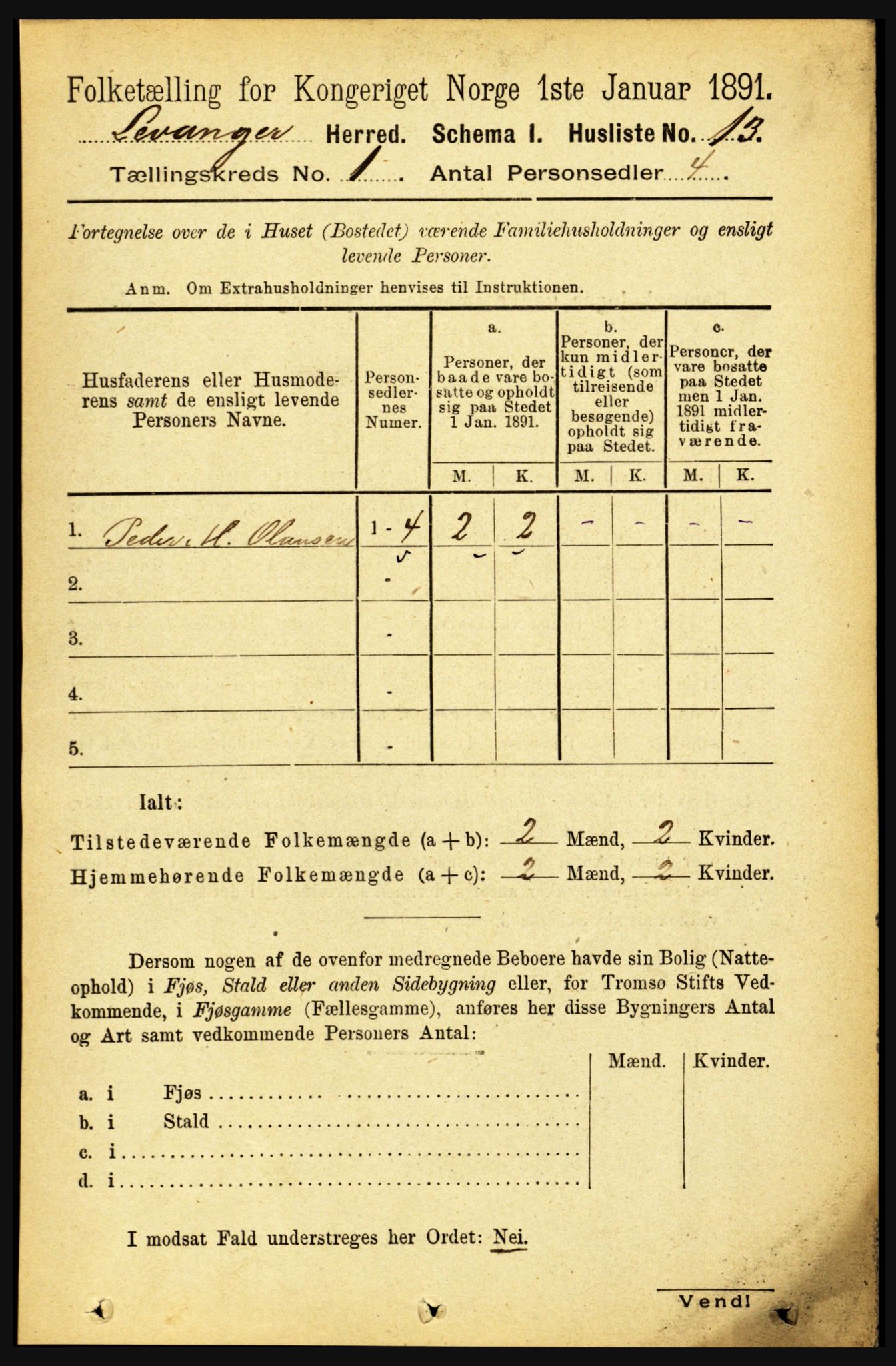 RA, 1891 census for 1720 Levanger, 1891, p. 33