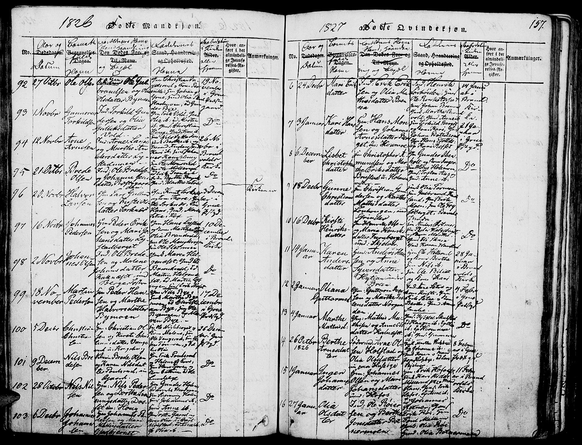 Grue prestekontor, AV/SAH-PREST-036/H/Ha/Haa/L0006: Parish register (official) no. 6, 1814-1830, p. 157