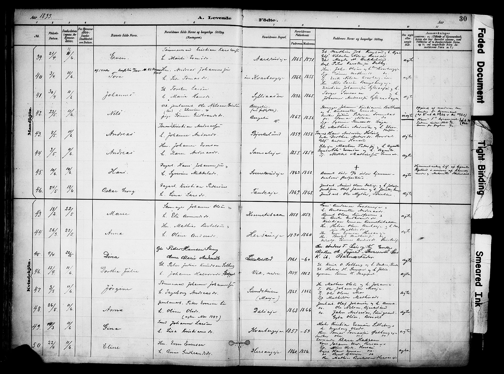 Ringsaker prestekontor, AV/SAH-PREST-014/K/Ka/L0017: Parish register (official) no. 17, 1891-1902, p. 30