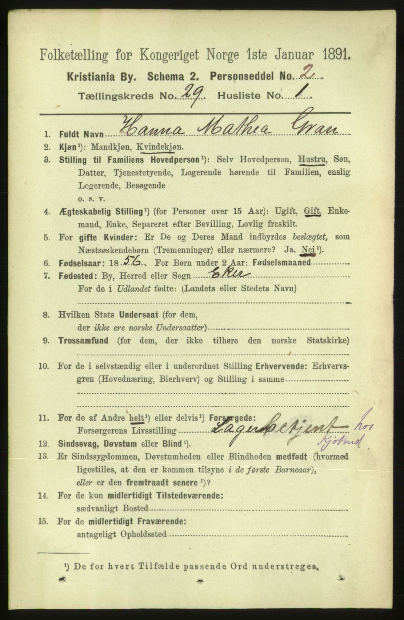 RA, 1891 census for 0301 Kristiania, 1891, p. 14886