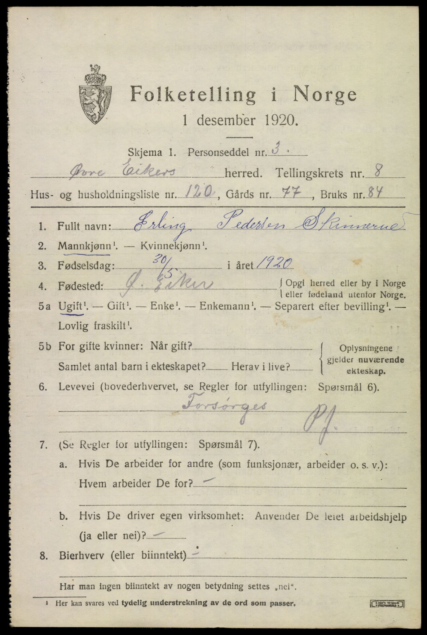 SAKO, 1920 census for Øvre Eiker, 1920, p. 15332