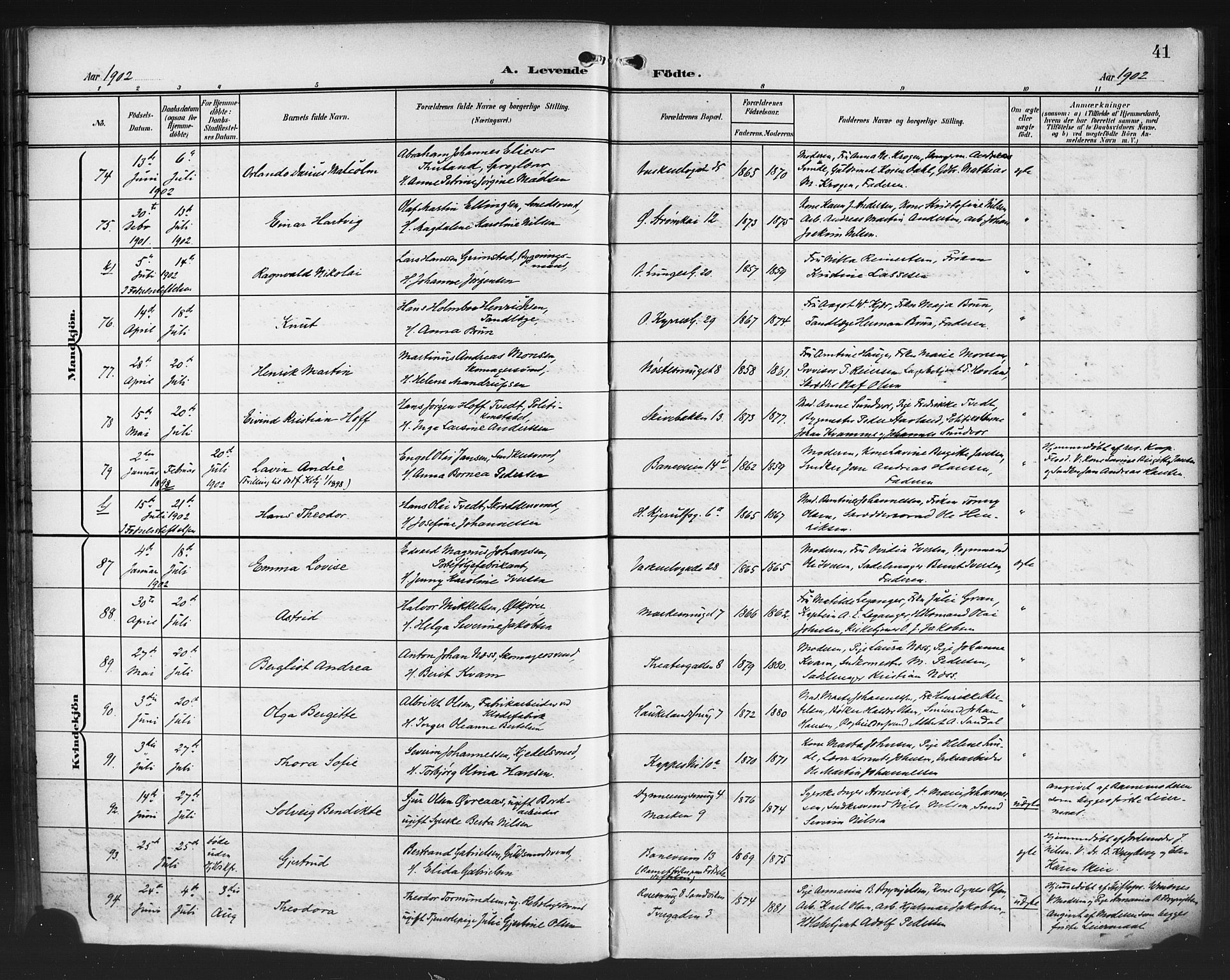 Domkirken sokneprestembete, SAB/A-74801/H/Hab/L0017: Parish register (copy) no. B 10, 1900-1915, p. 41