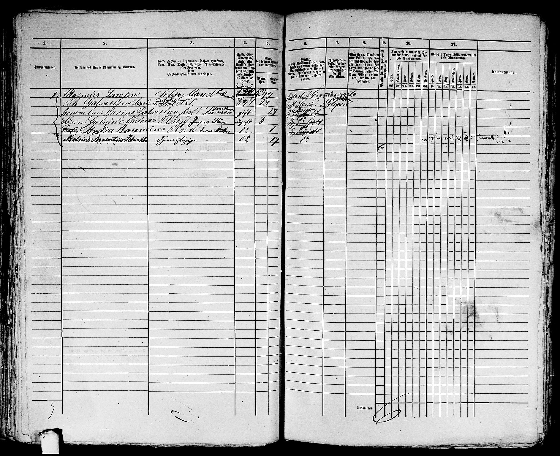 RA, 1865 census for Bergen, 1865, p. 4740