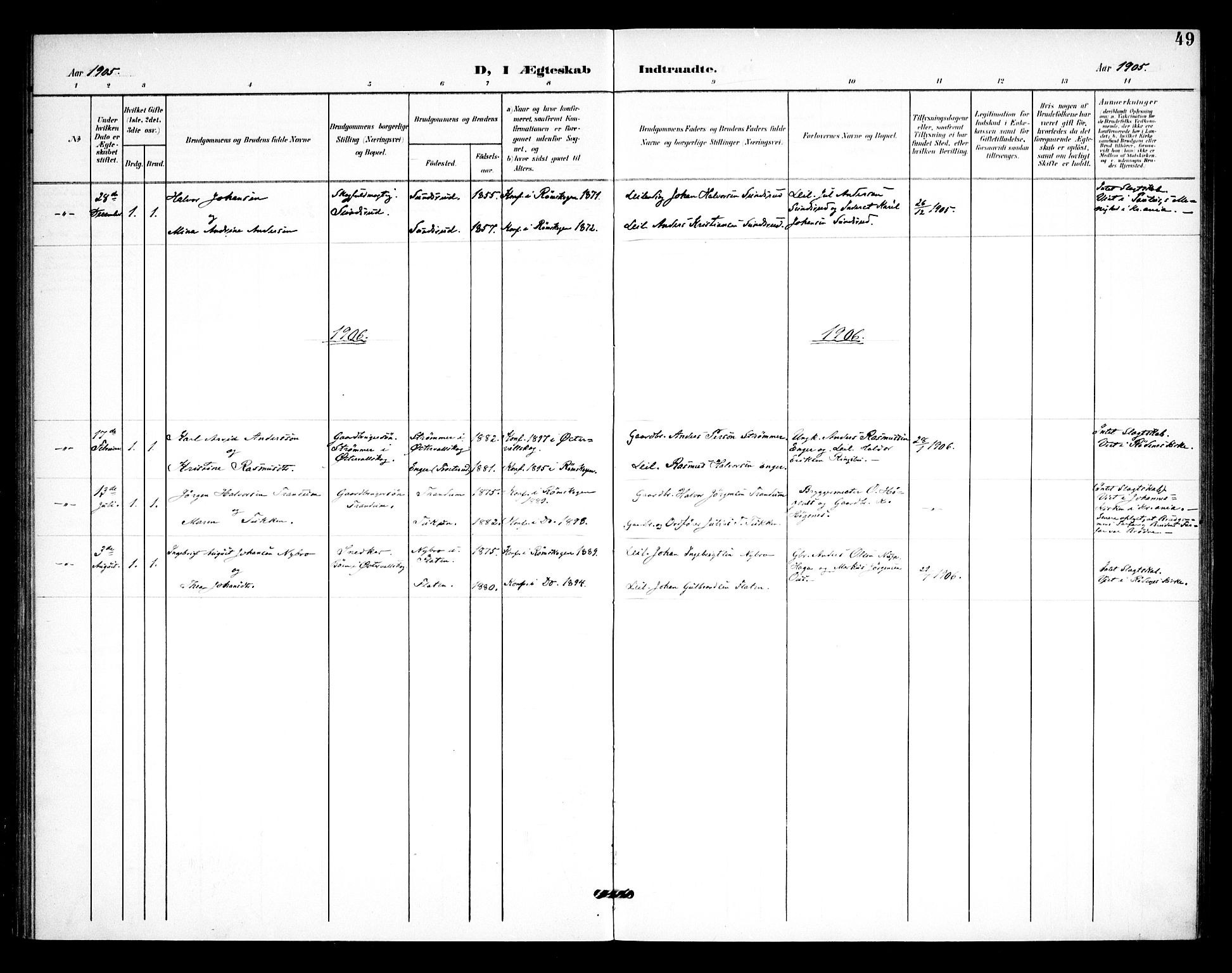 Rødenes prestekontor Kirkebøker, AV/SAO-A-2005/F/Fb/L0003: Parish register (official) no. II 3, 1901-1910, p. 49