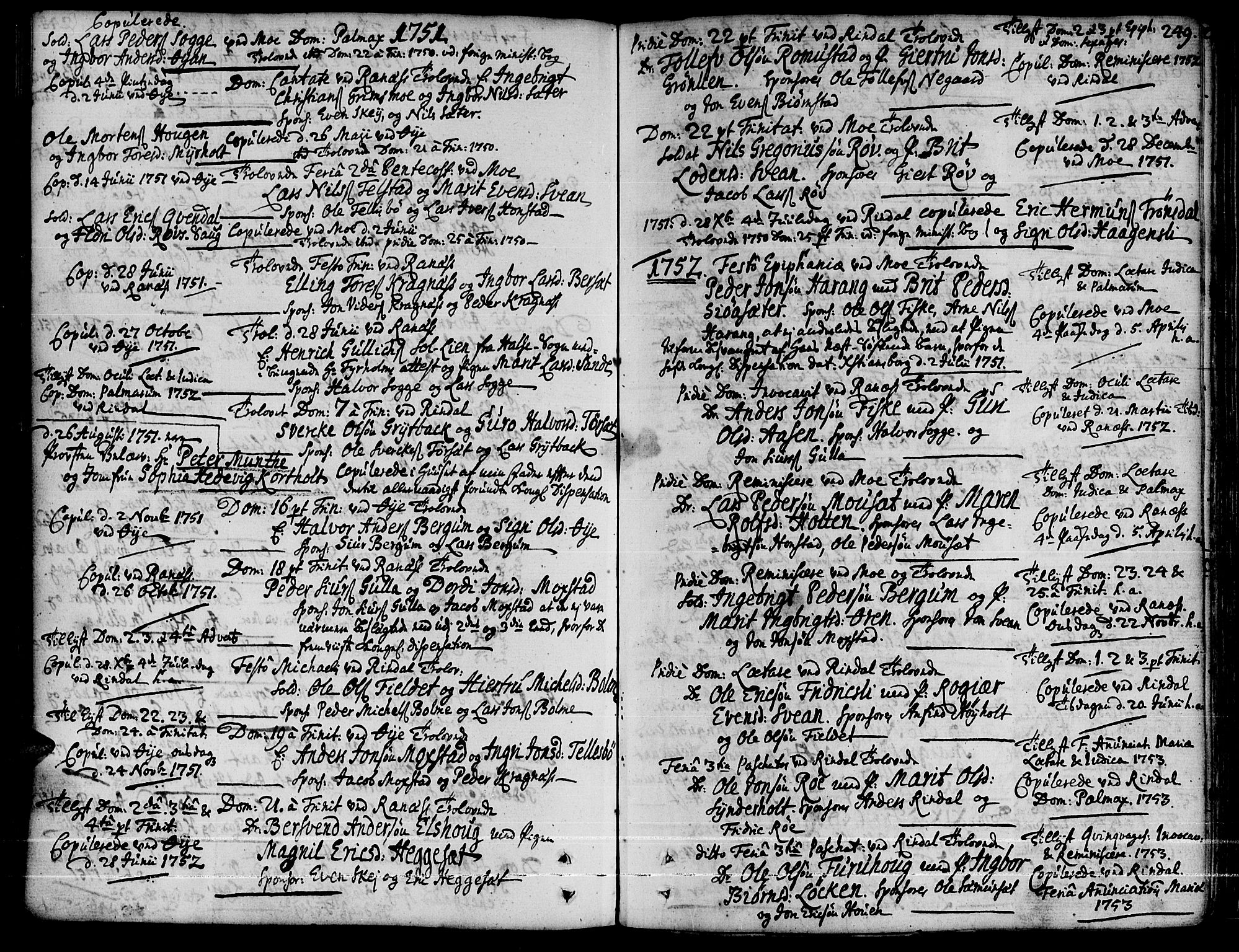 Ministerialprotokoller, klokkerbøker og fødselsregistre - Møre og Romsdal, AV/SAT-A-1454/595/L1039: Parish register (official) no. 595A01, 1750-1796, p. 249