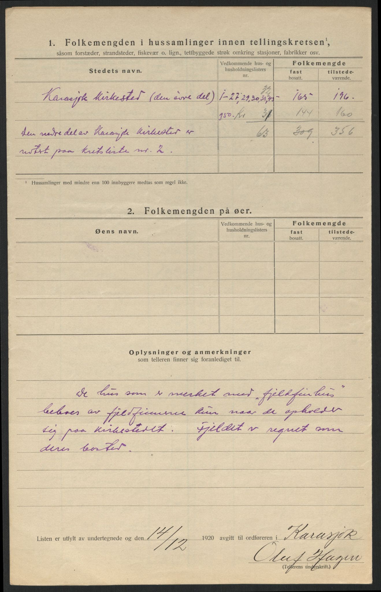 SATØ, 1920 census for Karasjok, 1920, p. 8