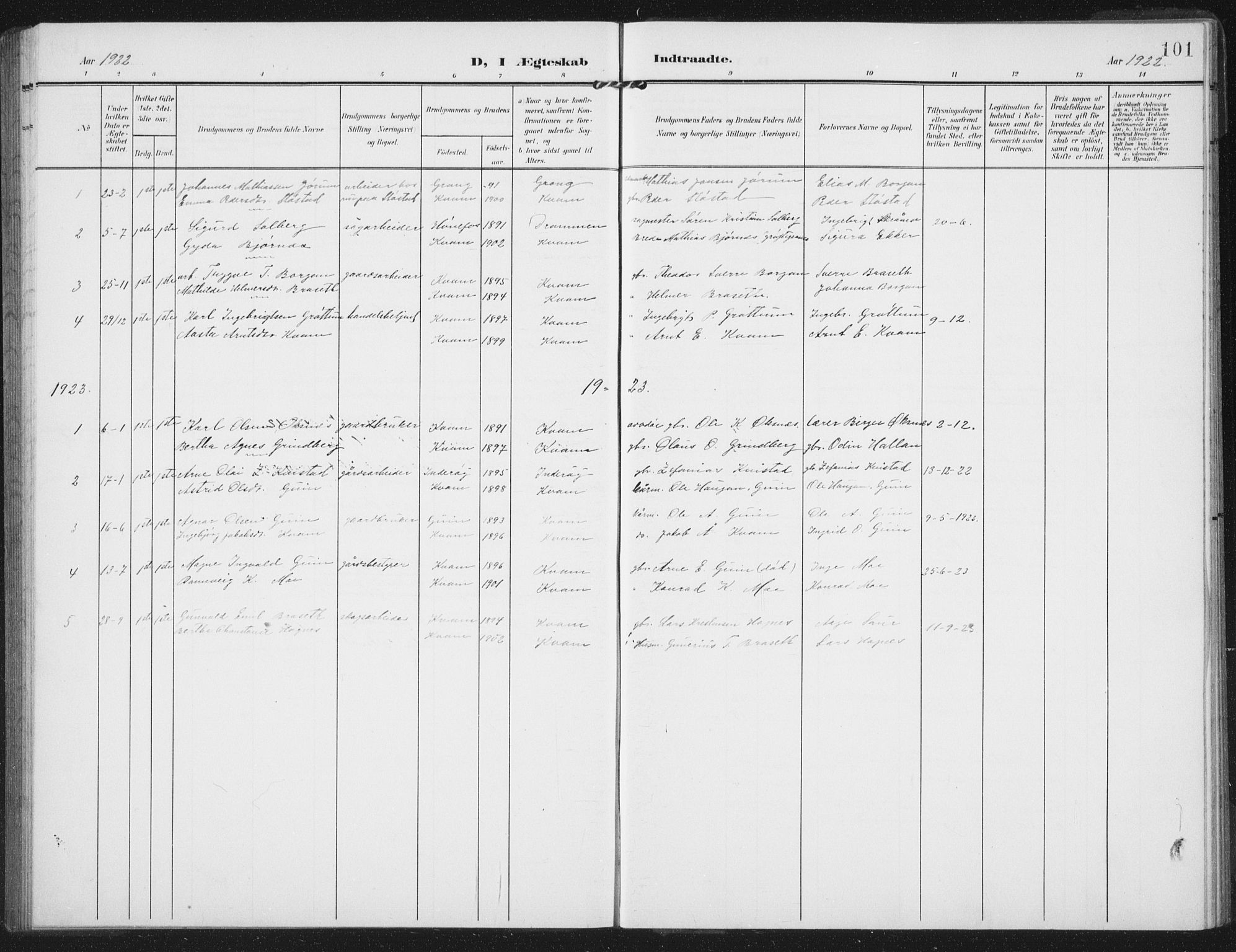 Ministerialprotokoller, klokkerbøker og fødselsregistre - Nord-Trøndelag, SAT/A-1458/747/L0460: Parish register (copy) no. 747C02, 1908-1939, p. 101