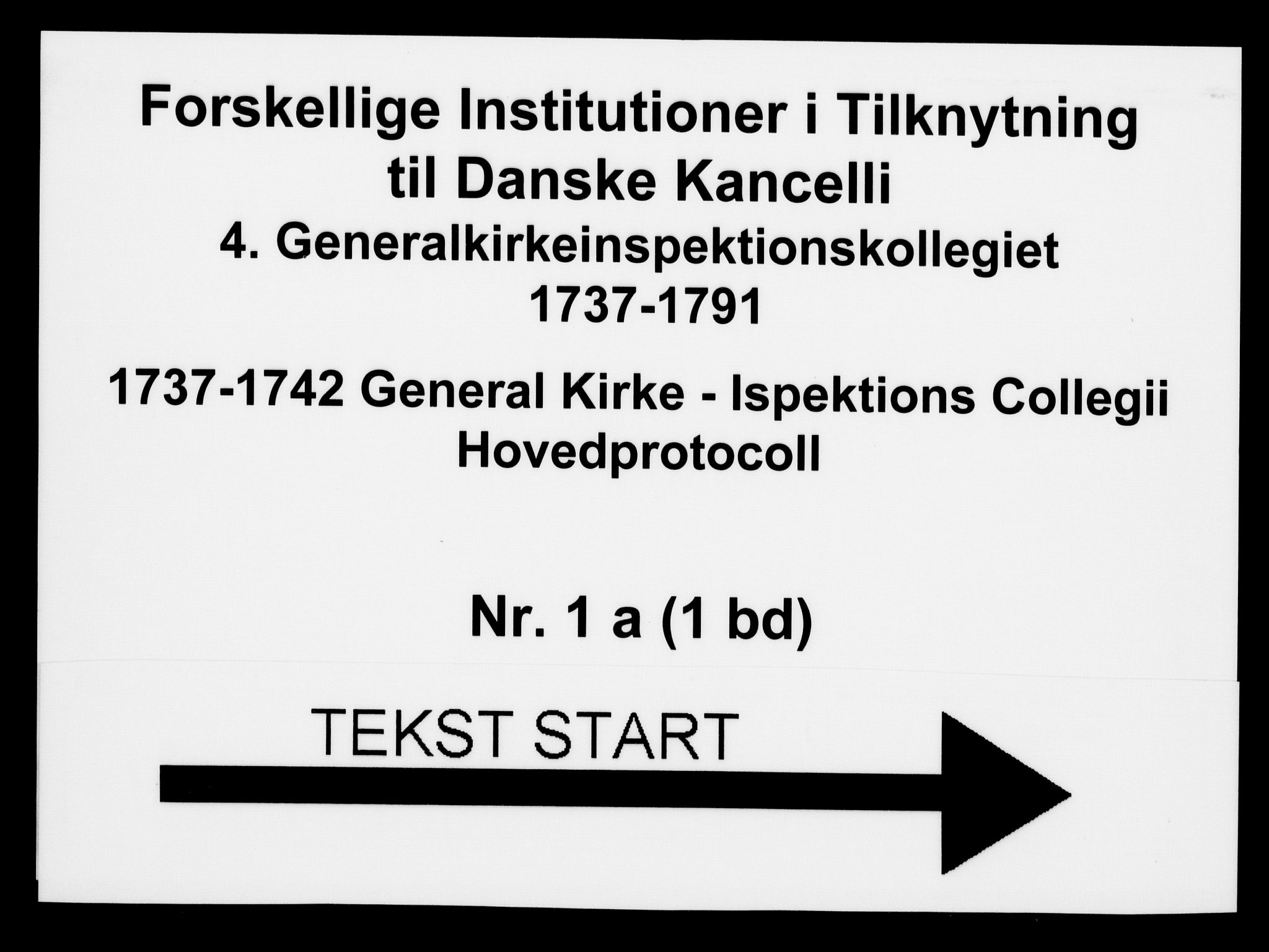 Generalkirkeinspektionskollegiet, DRA/A-0008/F4-01/F4-01-01: General Kirke-Inspections Collegii Hovedprotocoll, 1737-1742