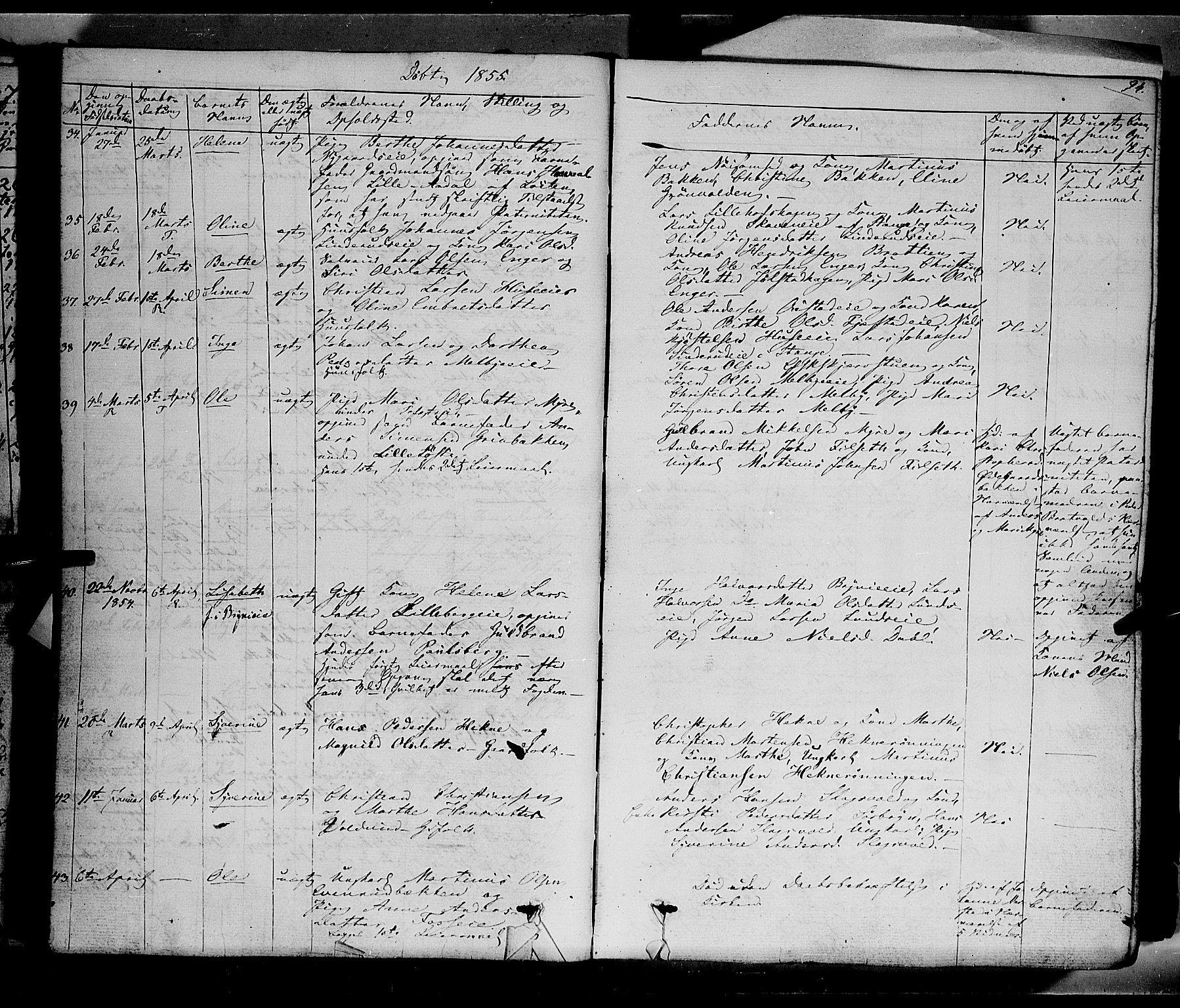 Romedal prestekontor, SAH/PREST-004/K/L0004: Parish register (official) no. 4, 1847-1861, p. 94
