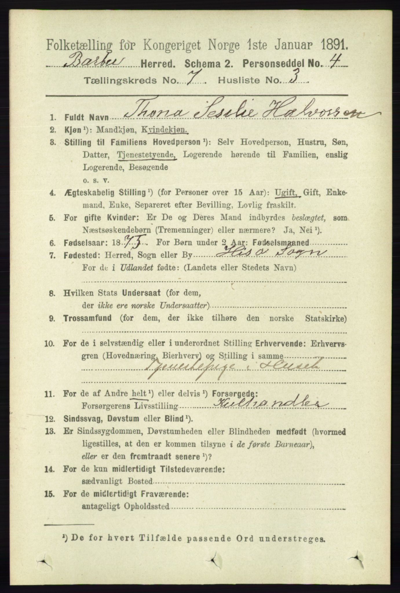 RA, 1891 census for 0990 Barbu, 1891, p. 5067