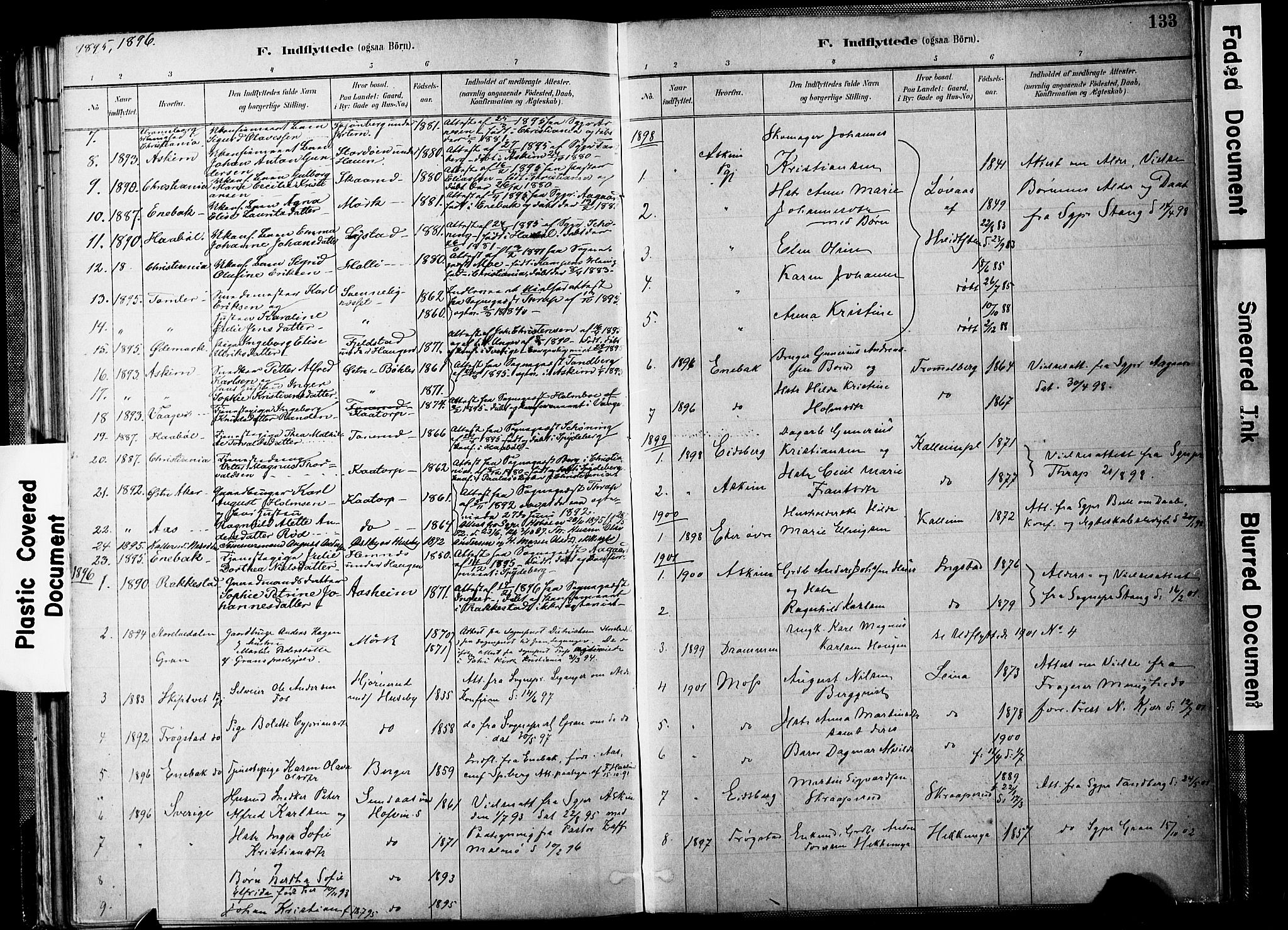 Spydeberg prestekontor Kirkebøker, SAO/A-10924/F/Fb/L0001: Parish register (official) no. II 1, 1886-1907, p. 133