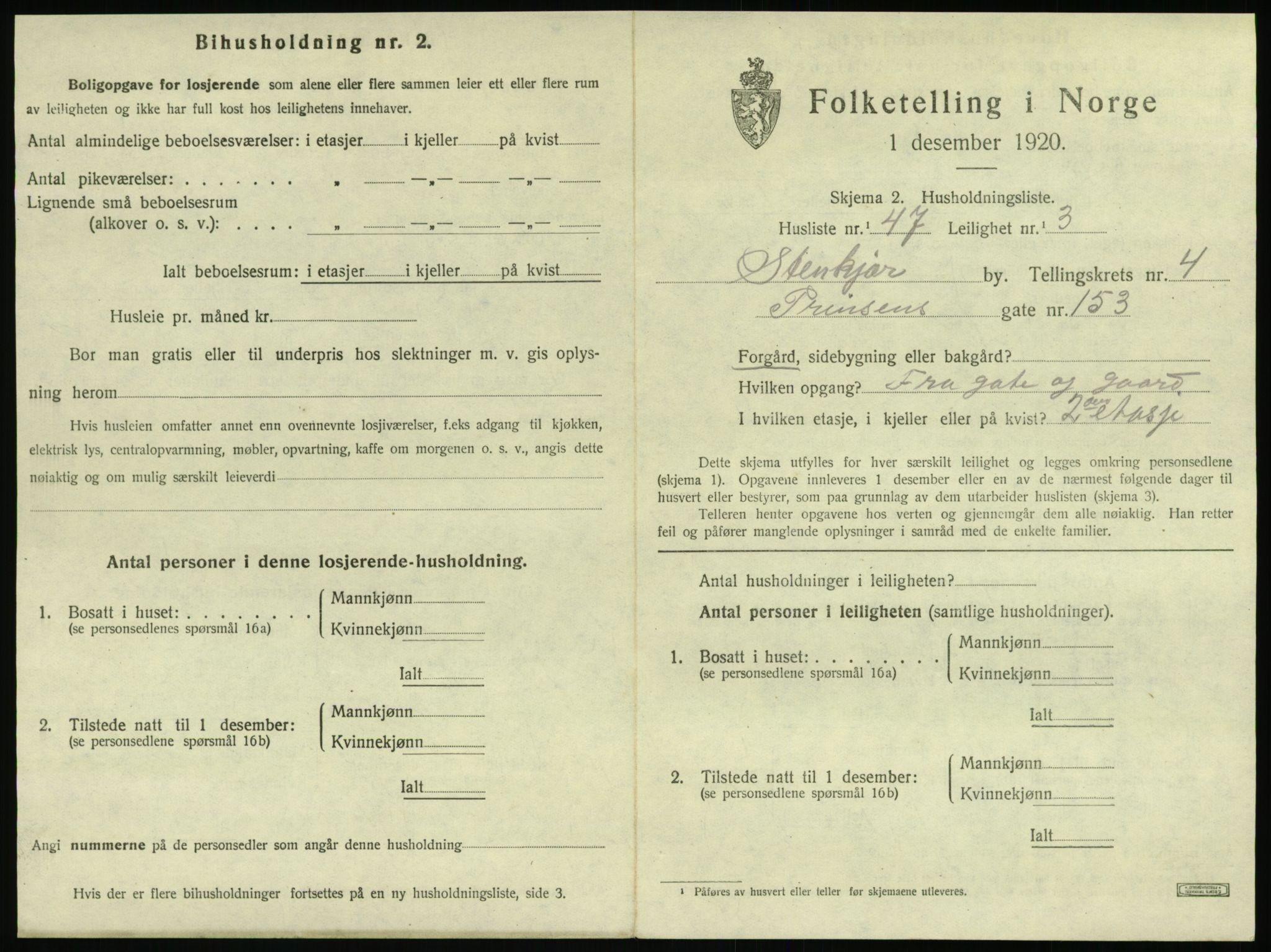 SAT, 1920 census for Steinkjer, 1920, p. 996