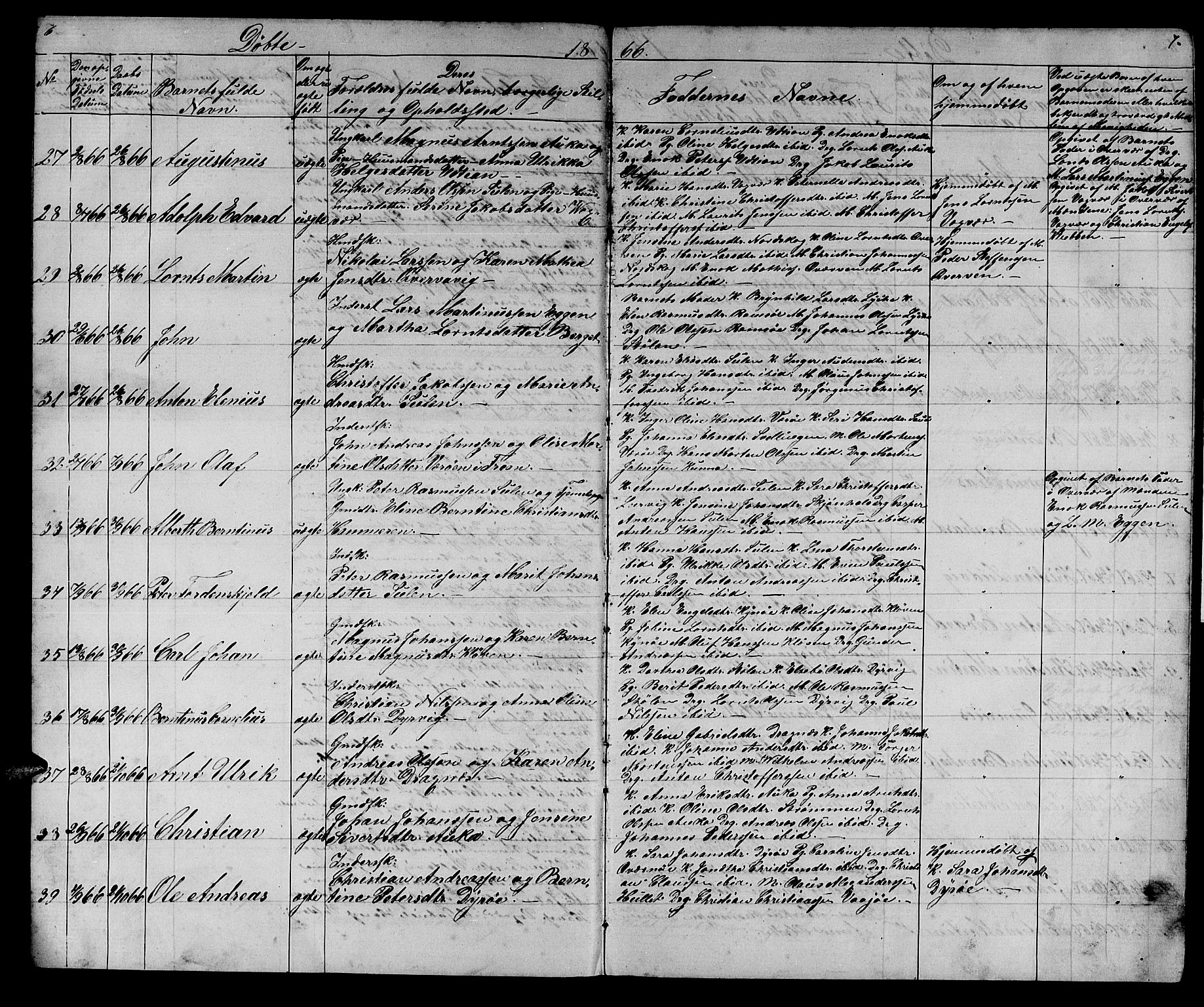 Ministerialprotokoller, klokkerbøker og fødselsregistre - Sør-Trøndelag, SAT/A-1456/640/L0583: Parish register (copy) no. 640C01, 1866-1877, p. 6-7