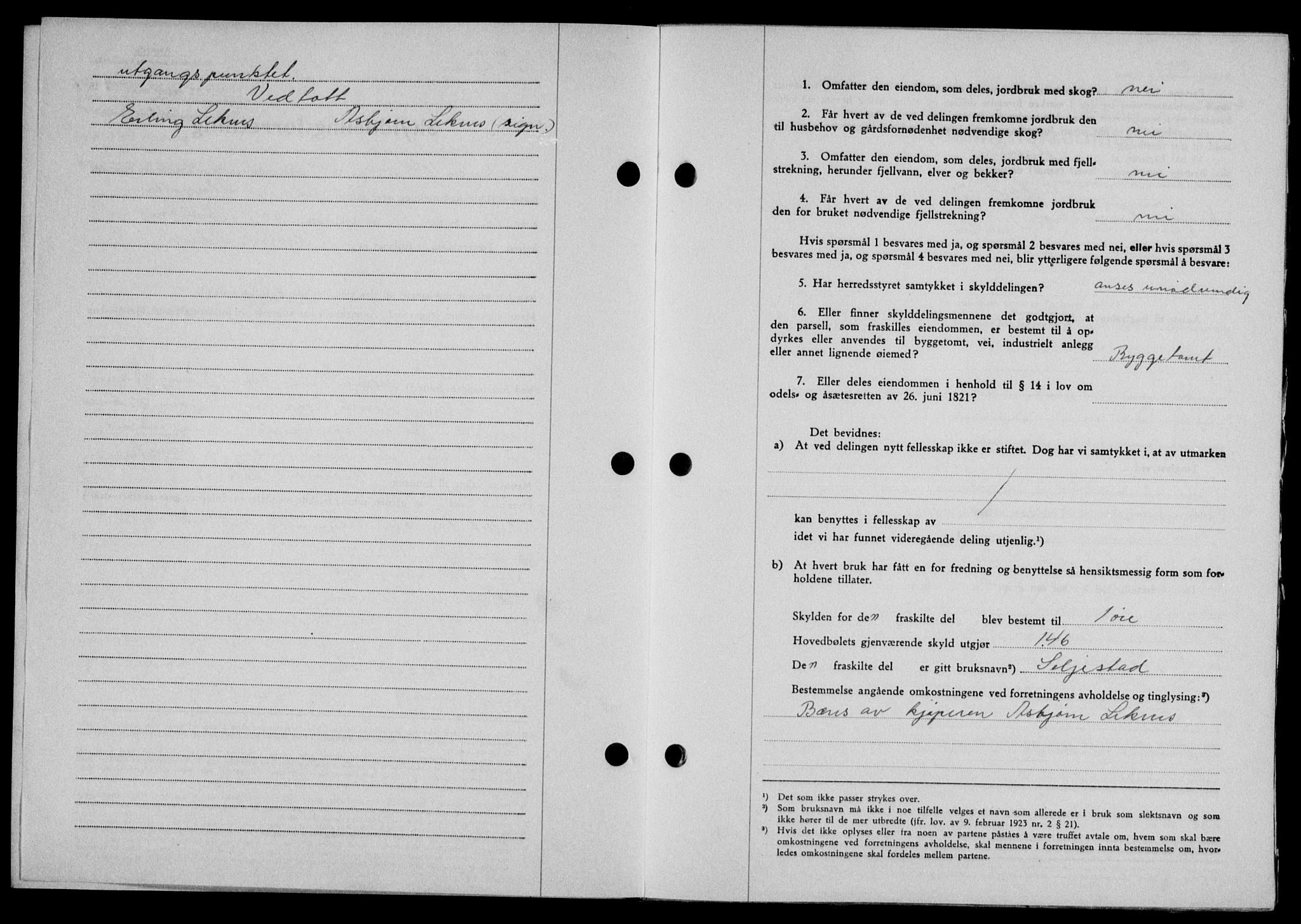 Lofoten sorenskriveri, SAT/A-0017/1/2/2C/L0016a: Mortgage book no. 16a, 1947-1947, Diary no: : 1123/1947