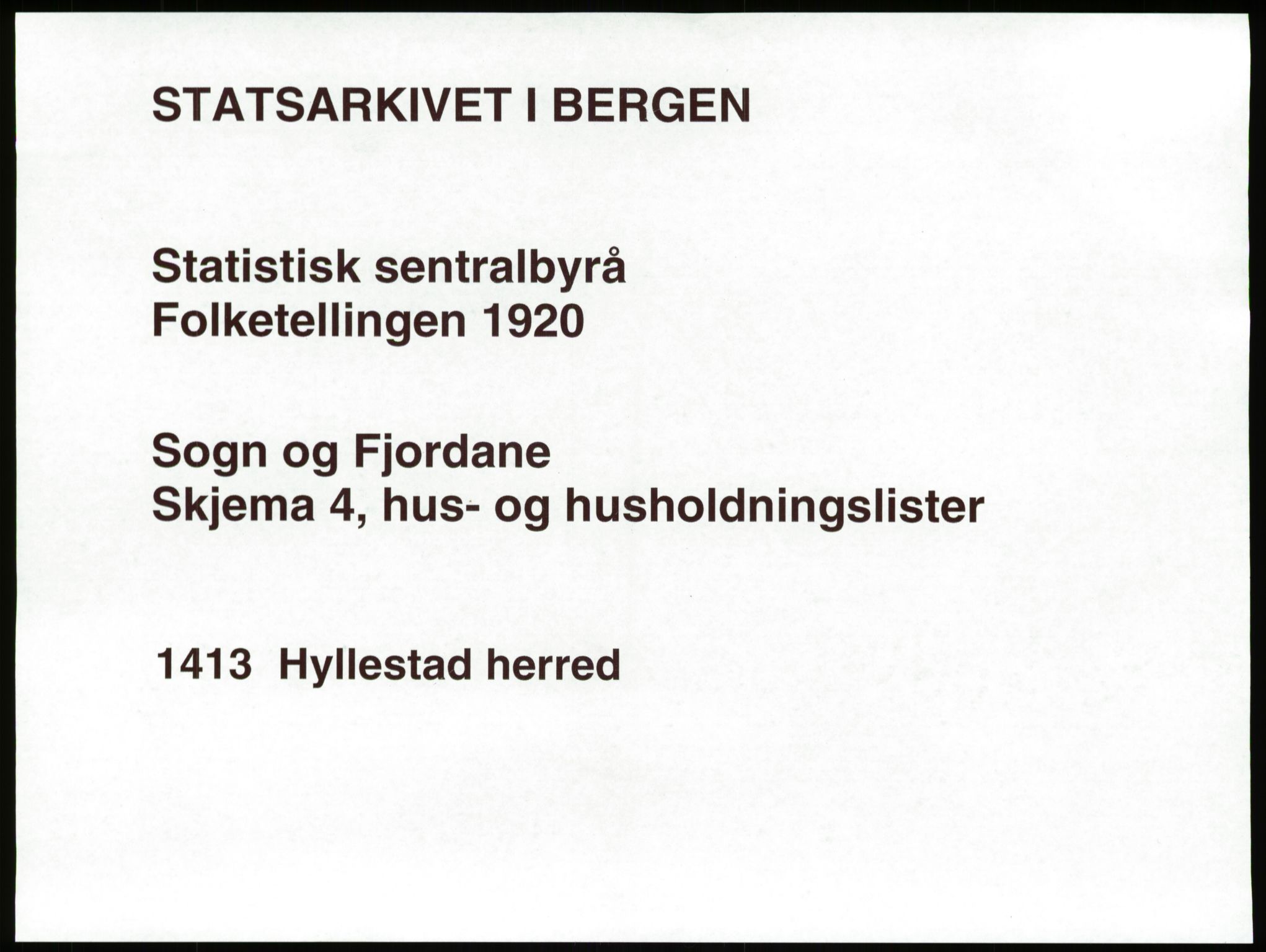 SAB, 1920 census for Hyllestad, 1920, p. 47