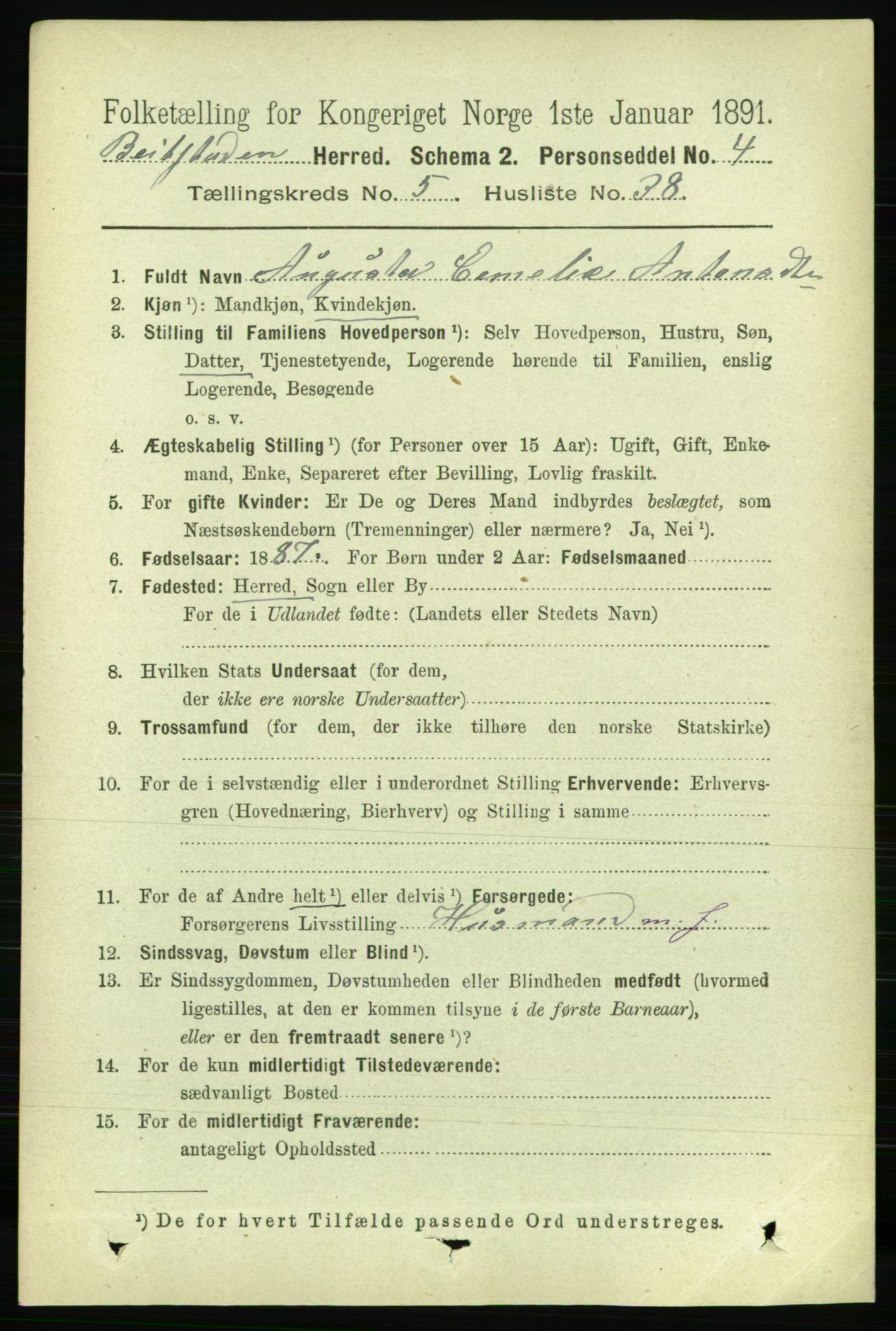 RA, 1891 census for 1727 Beitstad, 1891, p. 1494