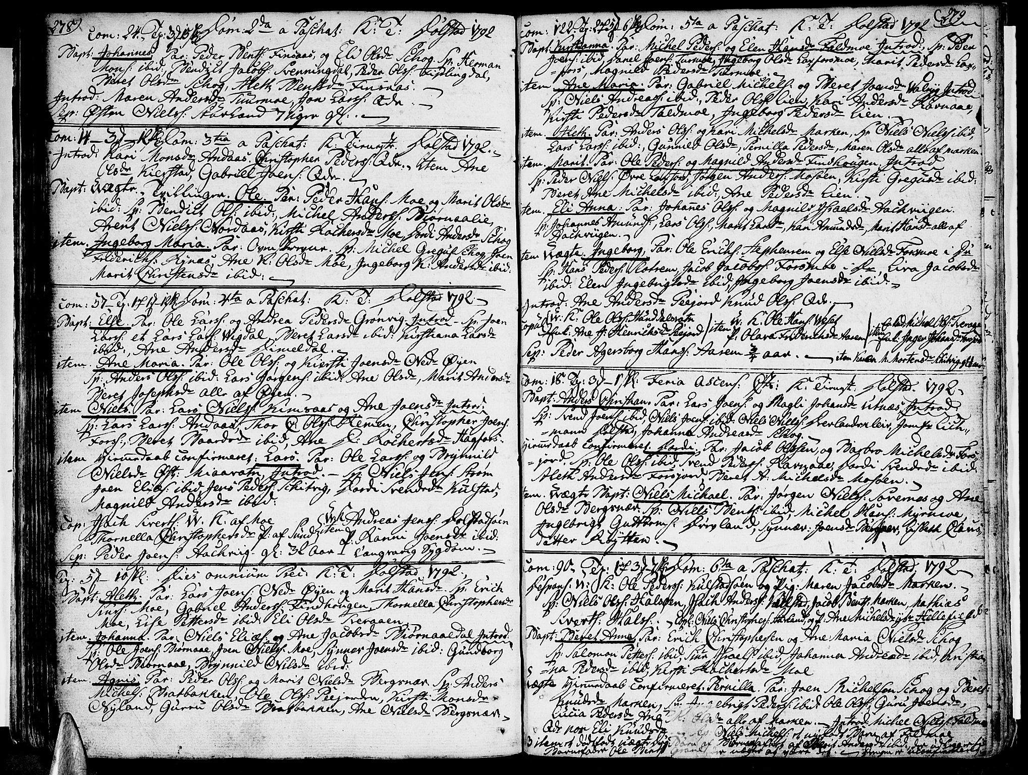 Ministerialprotokoller, klokkerbøker og fødselsregistre - Nordland, SAT/A-1459/820/L0286: Parish register (official) no. 820A07, 1780-1799, p. 278-279