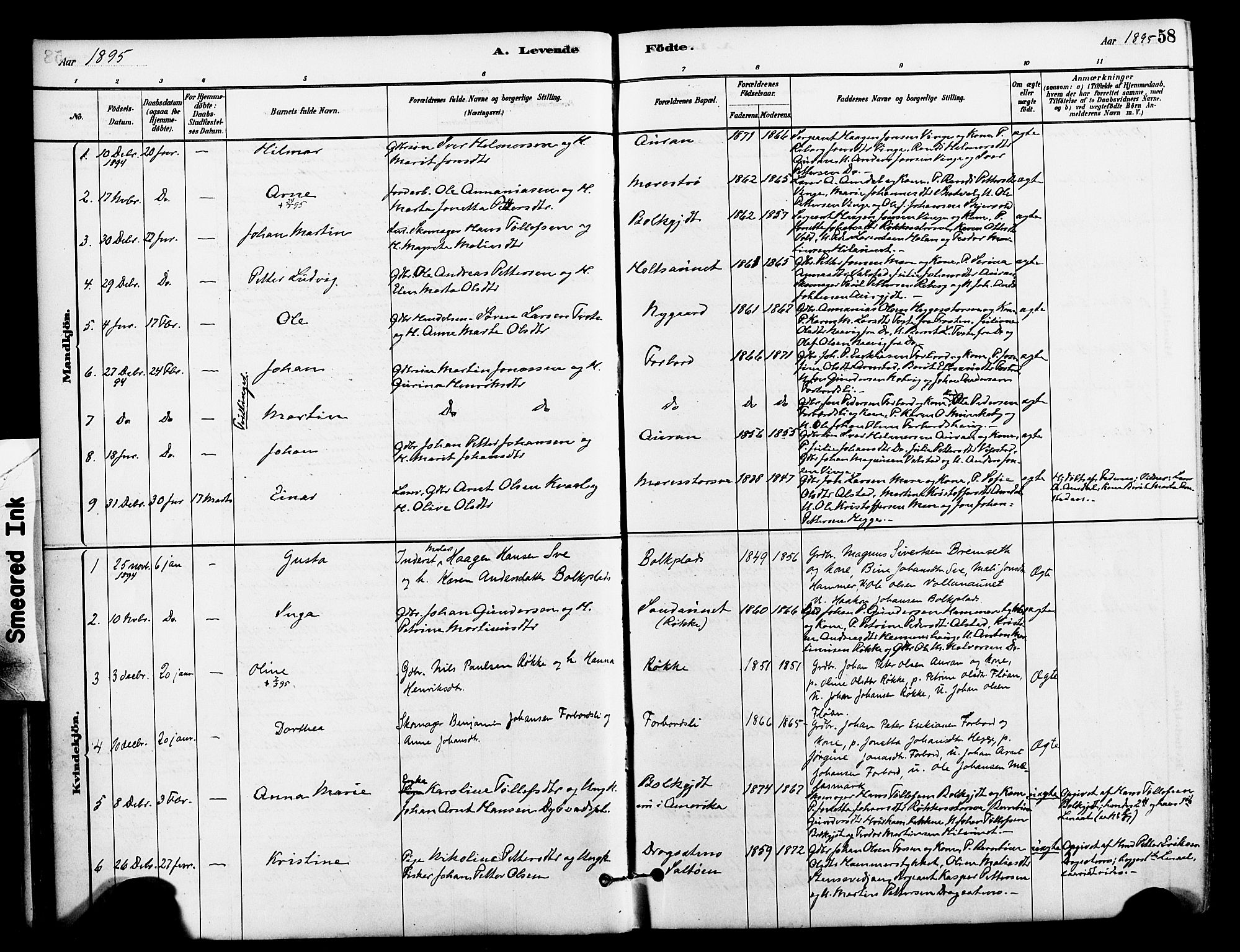 Ministerialprotokoller, klokkerbøker og fødselsregistre - Nord-Trøndelag, AV/SAT-A-1458/712/L0100: Parish register (official) no. 712A01, 1880-1900, p. 58