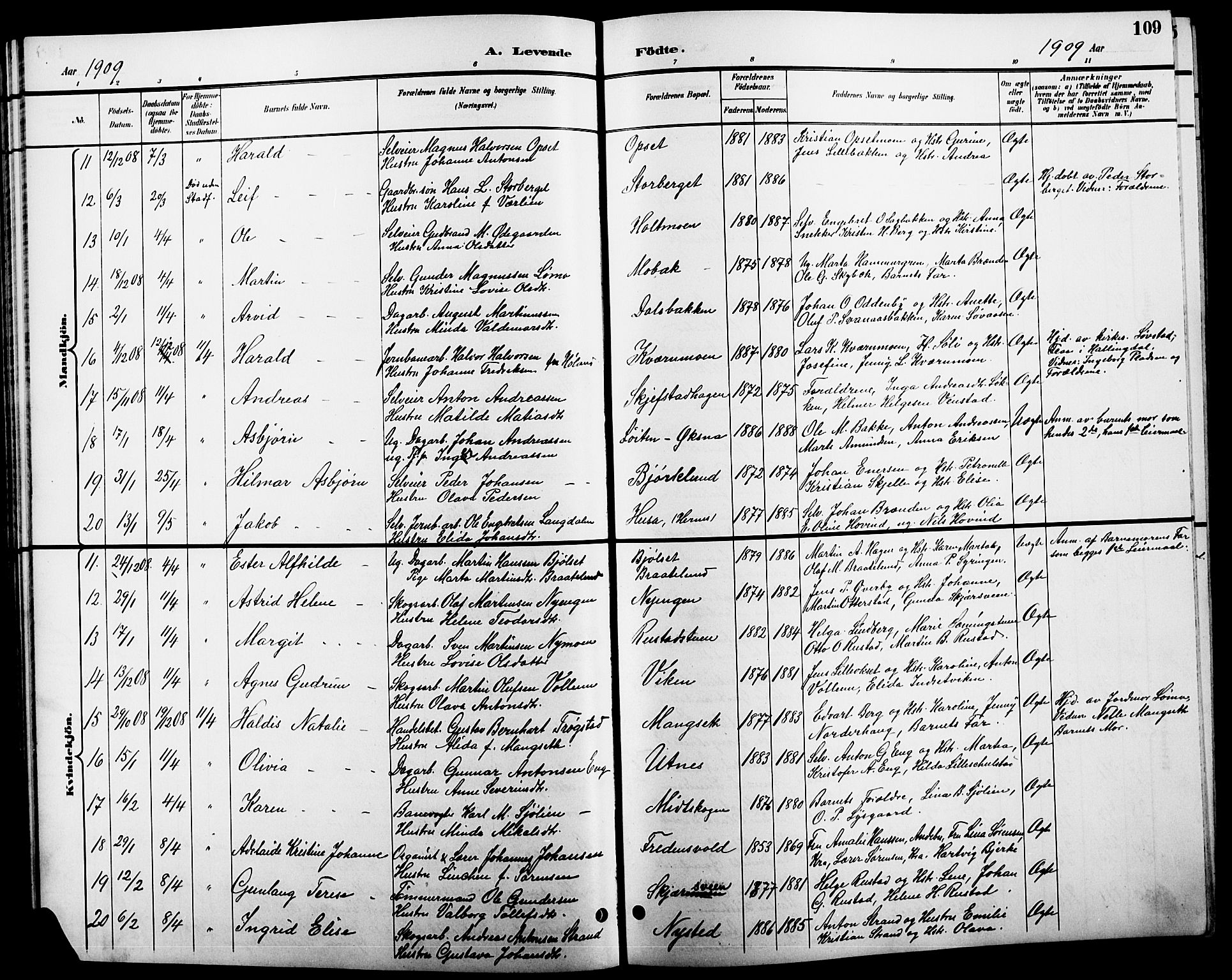Elverum prestekontor, AV/SAH-PREST-044/H/Ha/Hab/L0005: Parish register (copy) no. 5, 1896-1915, p. 109