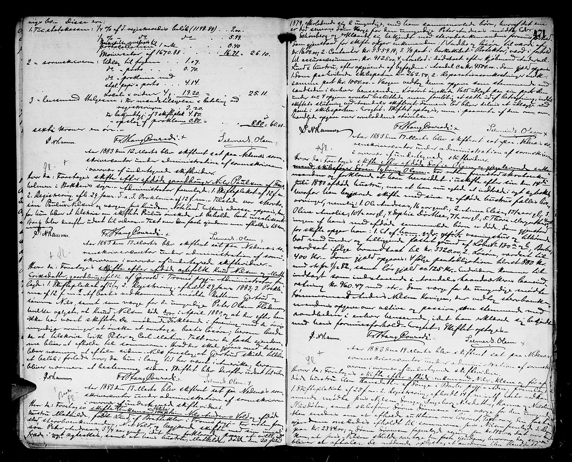 Nedenes sorenskriveri, SAK/1221-0006/H/Hc/L0002: Skiftebehandlingsprotokoll nr 2 med register, 1868-1883, p. 470b-471a