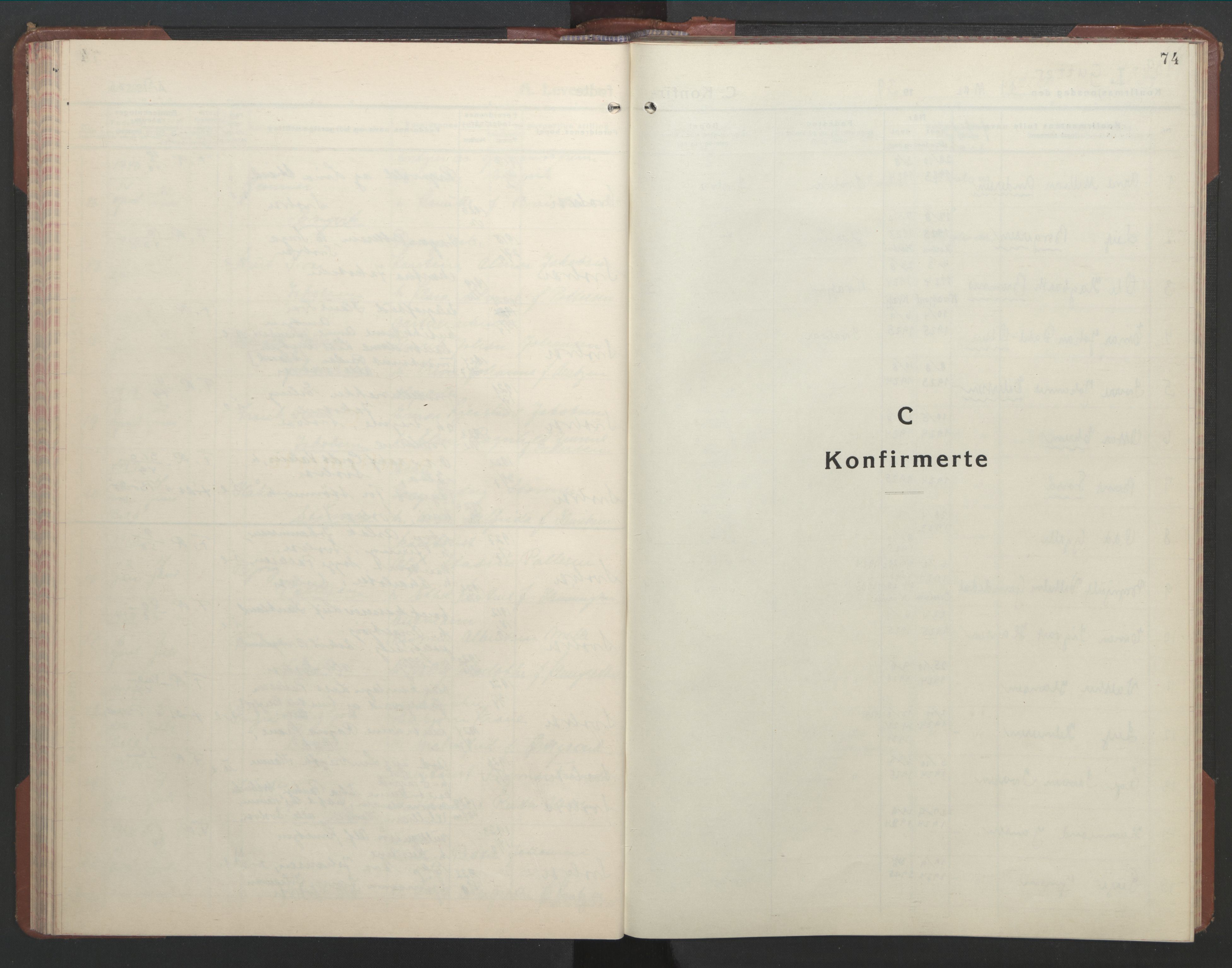 Ministerialprotokoller, klokkerbøker og fødselsregistre - Nordland, SAT/A-1459/877/L1118: Parish register (copy) no. 877C02, 1939-1950, p. 74