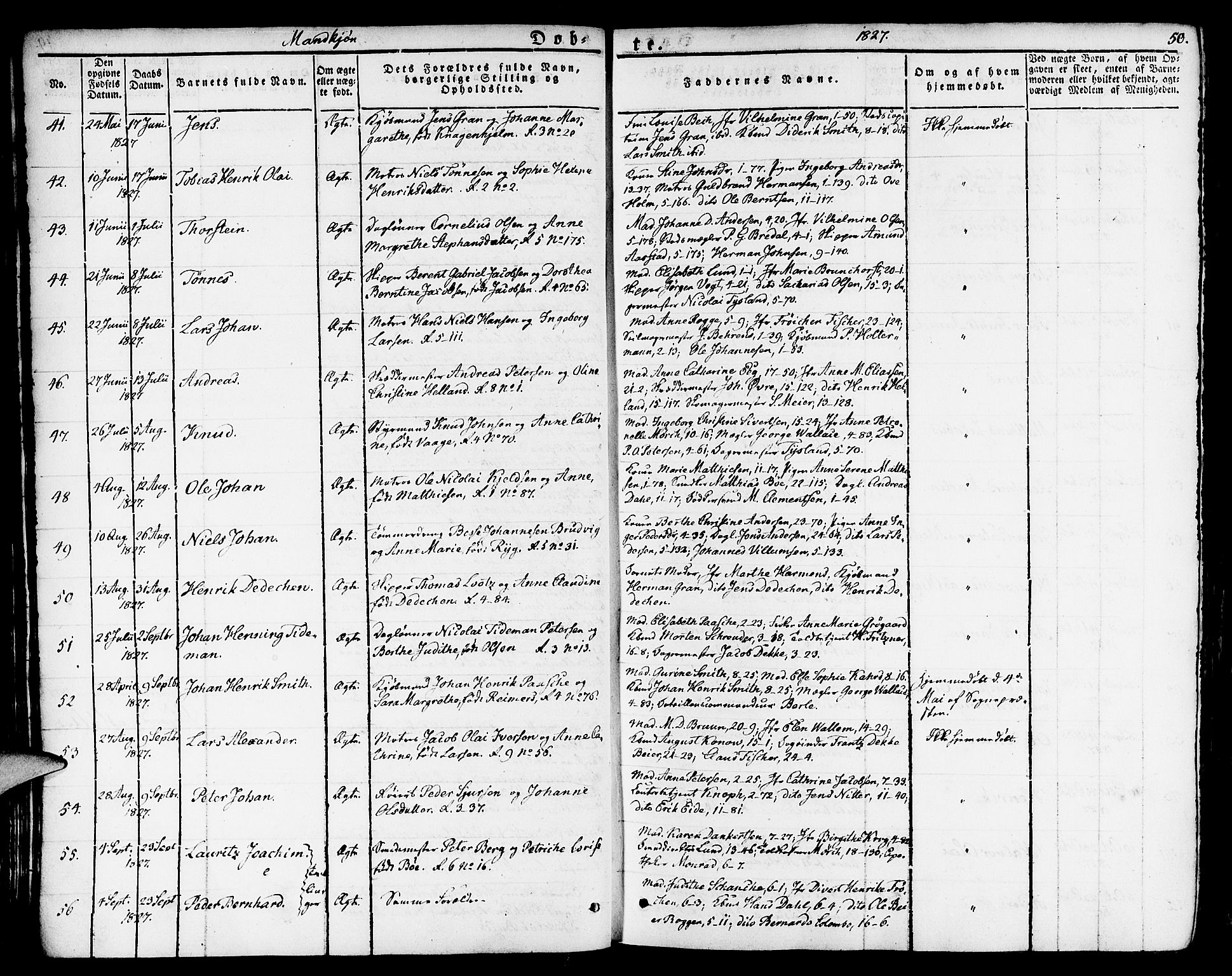 Nykirken Sokneprestembete, SAB/A-77101/H/Haa/L0012: Parish register (official) no. A 12, 1821-1844, p. 50