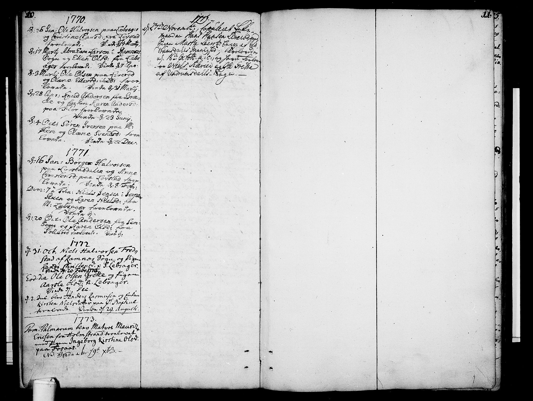 Våle kirkebøker, SAKO/A-334/F/Fa/L0004: Parish register (official) no. I 4 /1, 1732-1773, p. 10-11