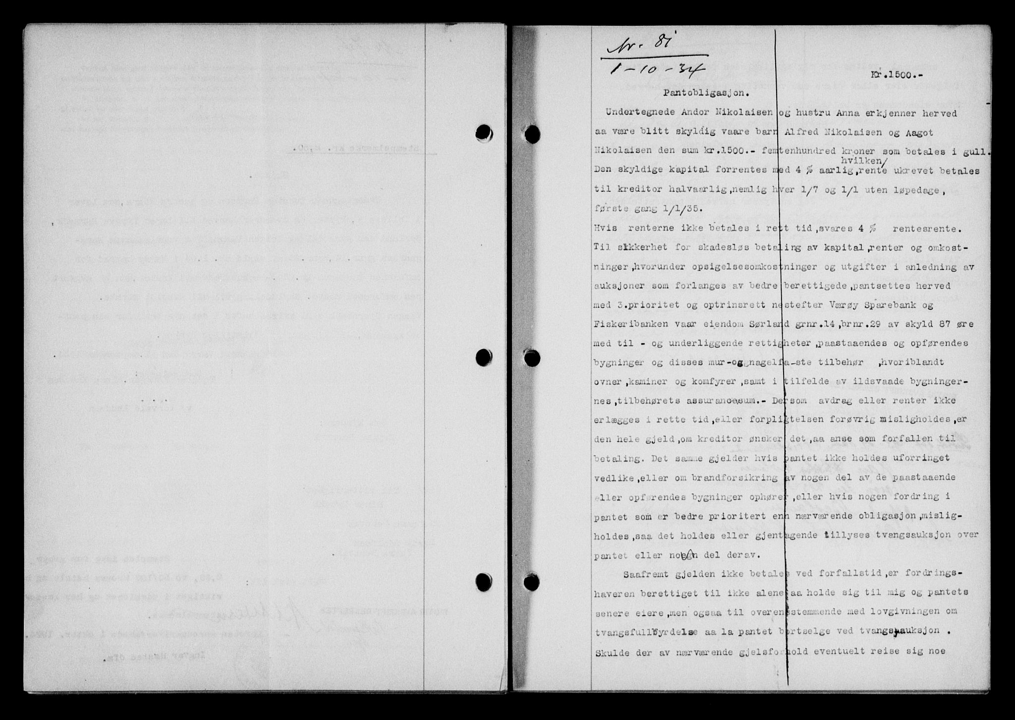 Lofoten sorenskriveri, SAT/A-0017/1/2/2C/L0030b: Mortgage book no. 30b, 1934-1934, Deed date: 01.10.1934