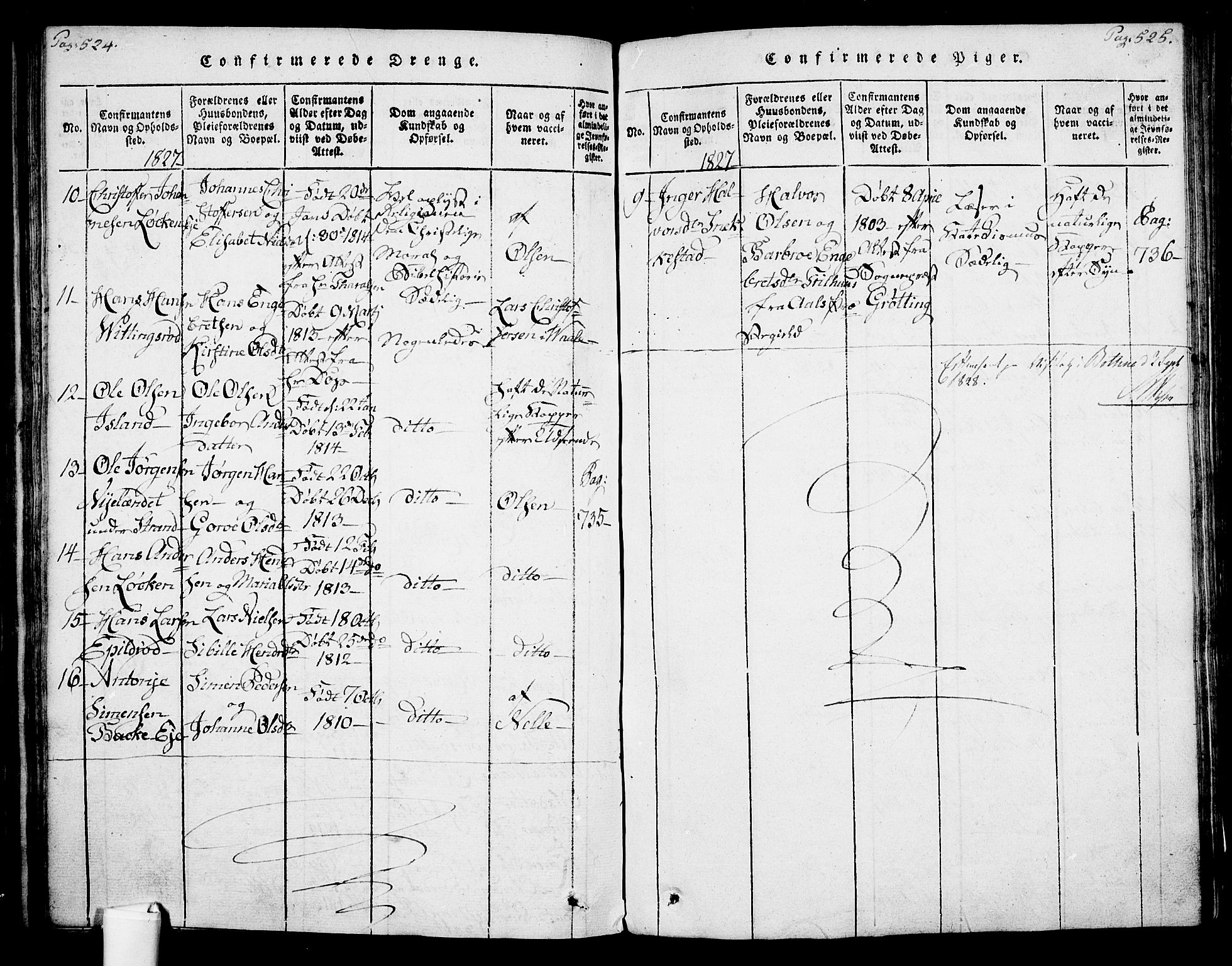 Botne kirkebøker, SAKO/A-340/F/Fa/L0005: Parish register (official) no. I 5, 1814-1836, p. 524-525