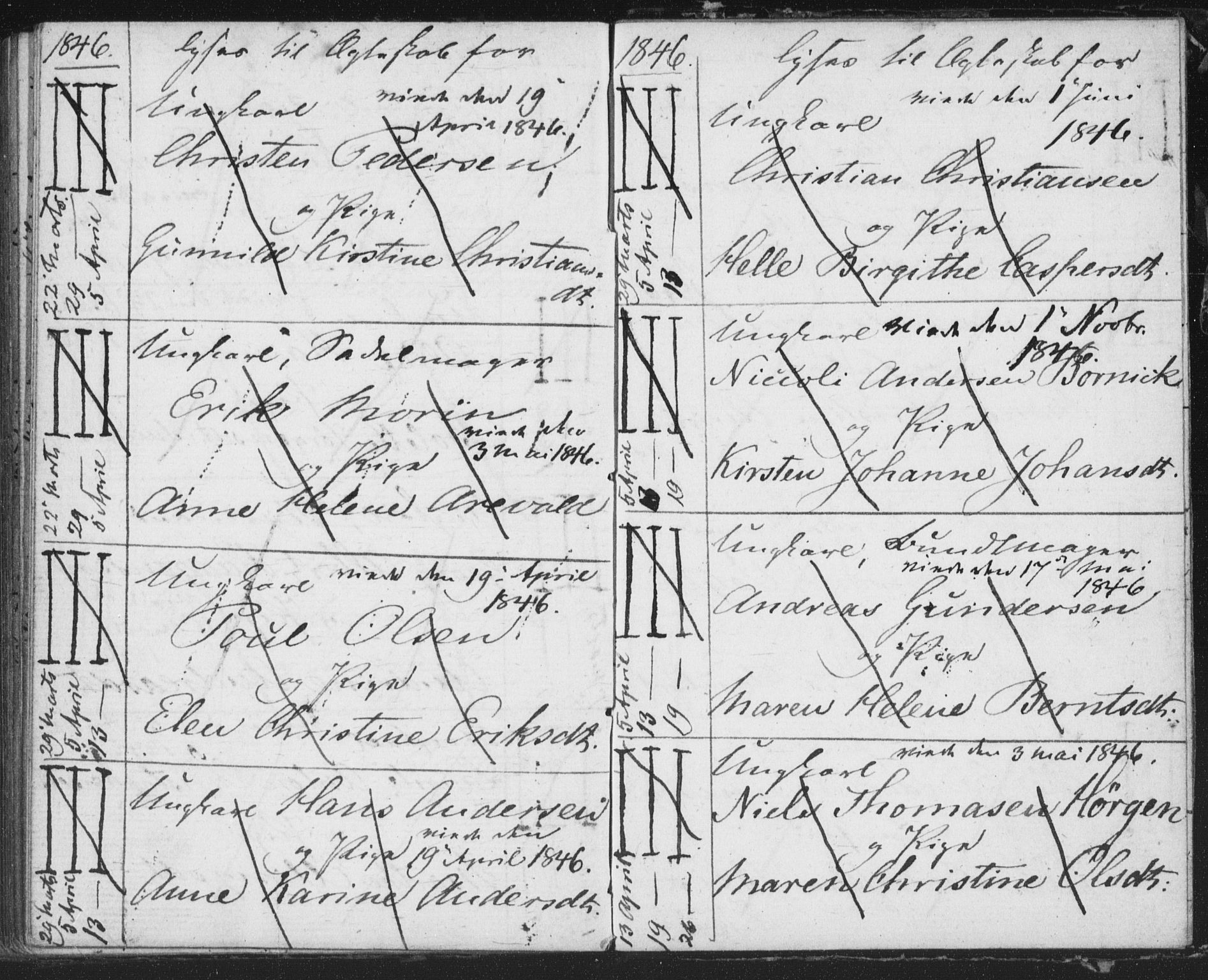 Bragernes kirkebøker, SAKO/A-6/H/Ha/L0002: Banns register no. 2, 1832-1846