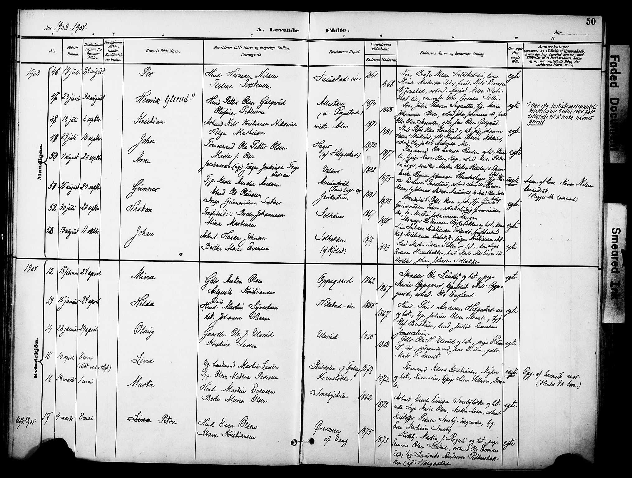 Østre Toten prestekontor, AV/SAH-PREST-104/H/Ha/Haa/L0009: Parish register (official) no. 9, 1897-1913, p. 50