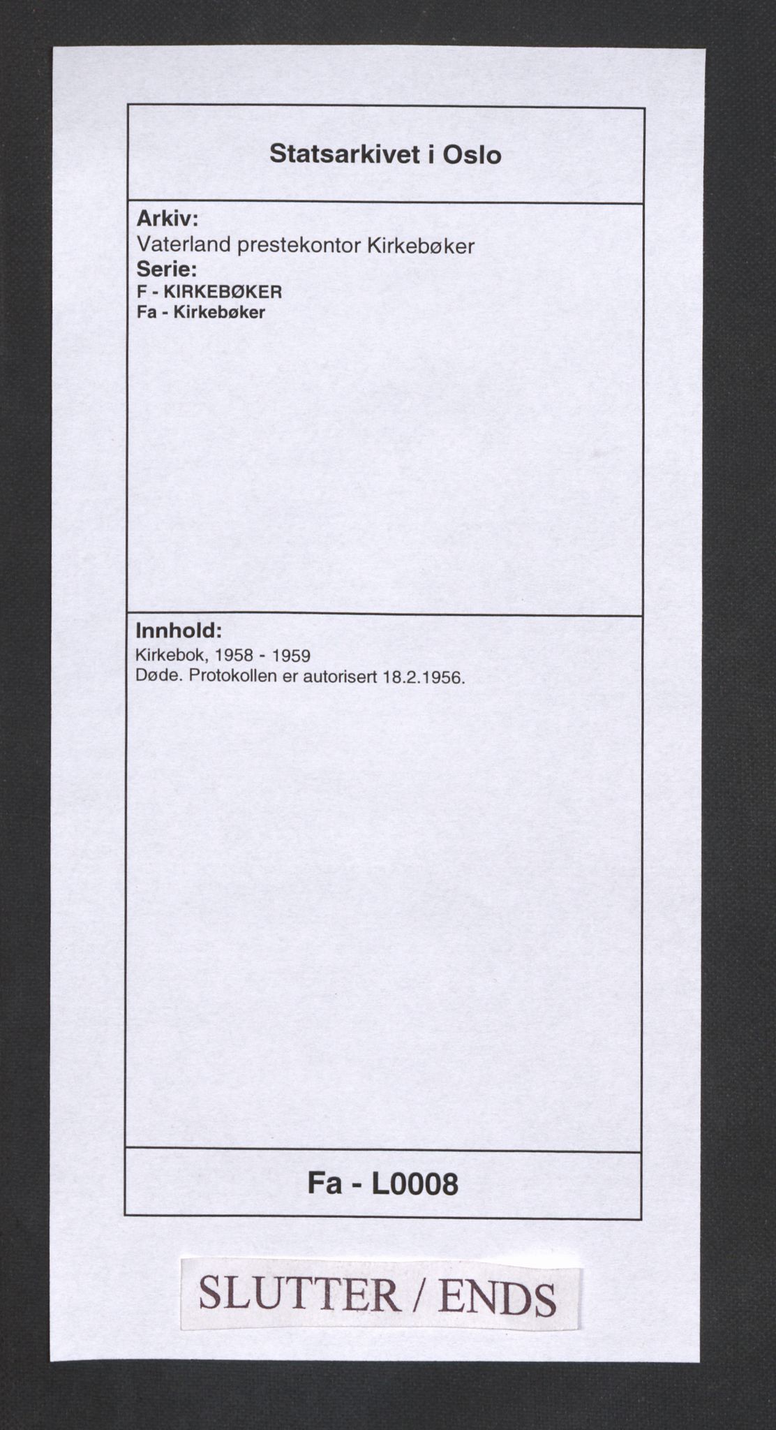 Vaterland prestekontor Kirkebøker, SAO/A-10880/F/Fa: Parish register (official) no. 8, 1958-1959