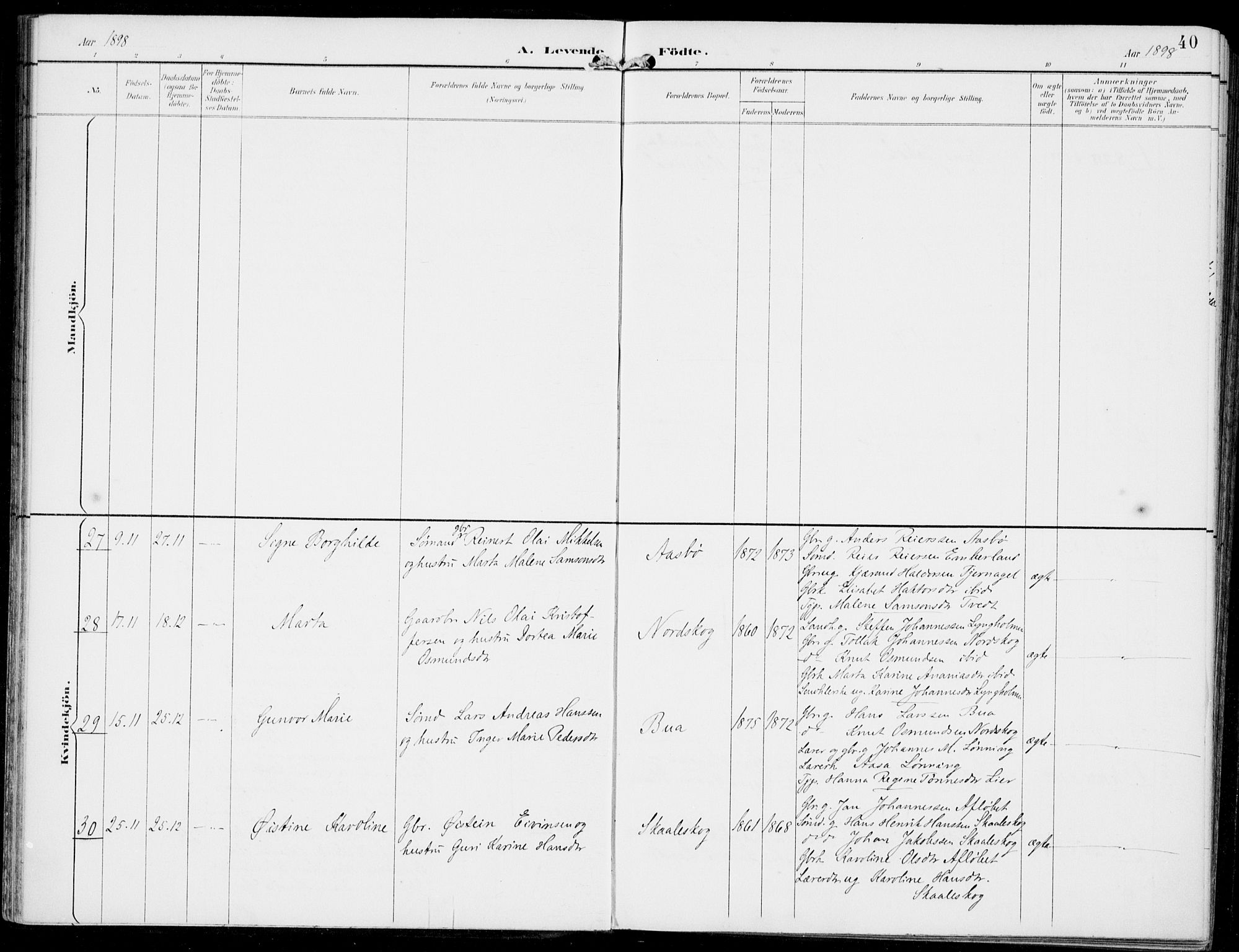 Sveio Sokneprestembete, AV/SAB-A-78501/H/Haa: Parish register (official) no. B  3, 1894-1906, p. 40